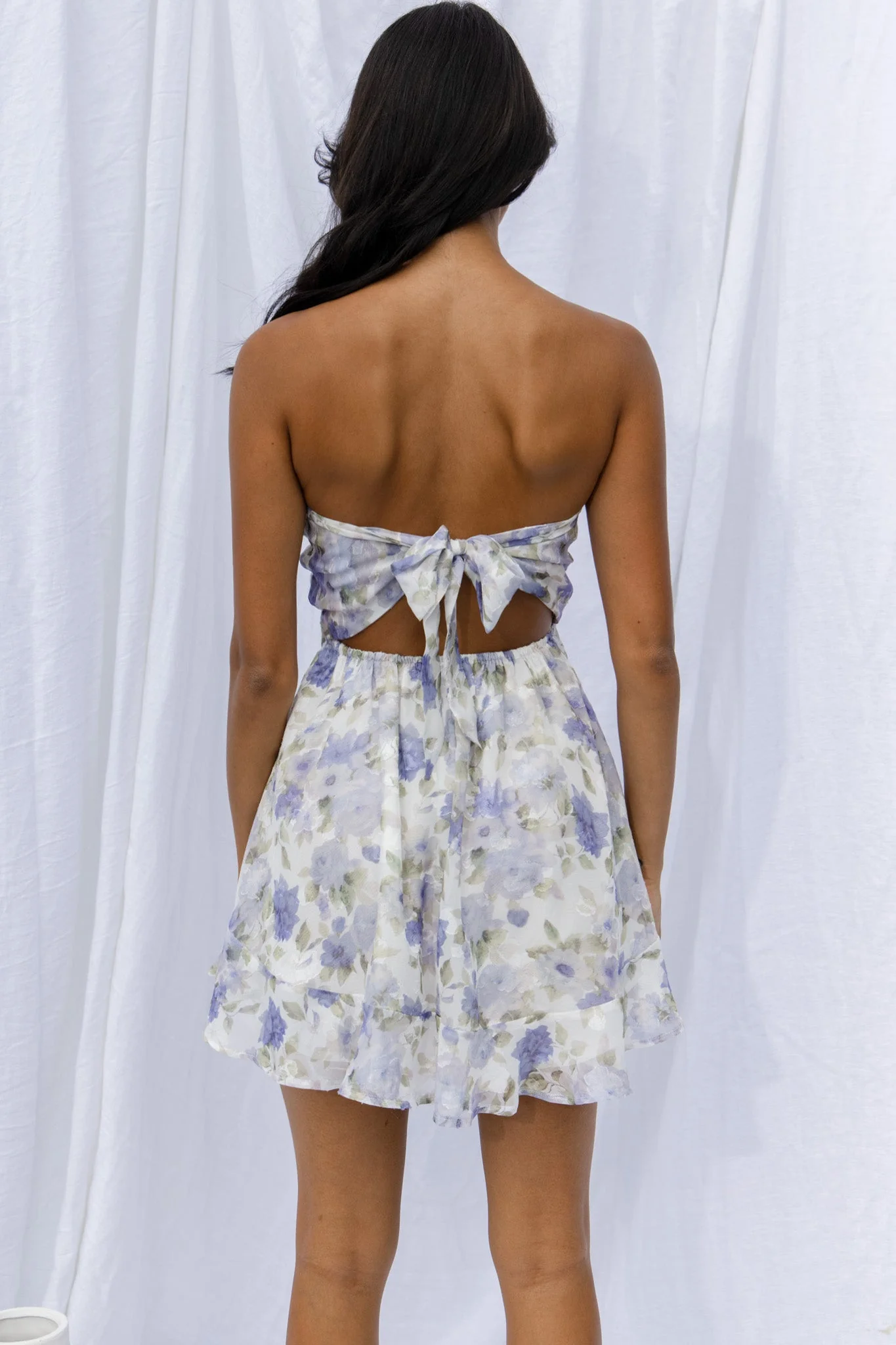 5 O'Clock Somewhere Shirred Bust Mini Dress Floral Blue - Image 7