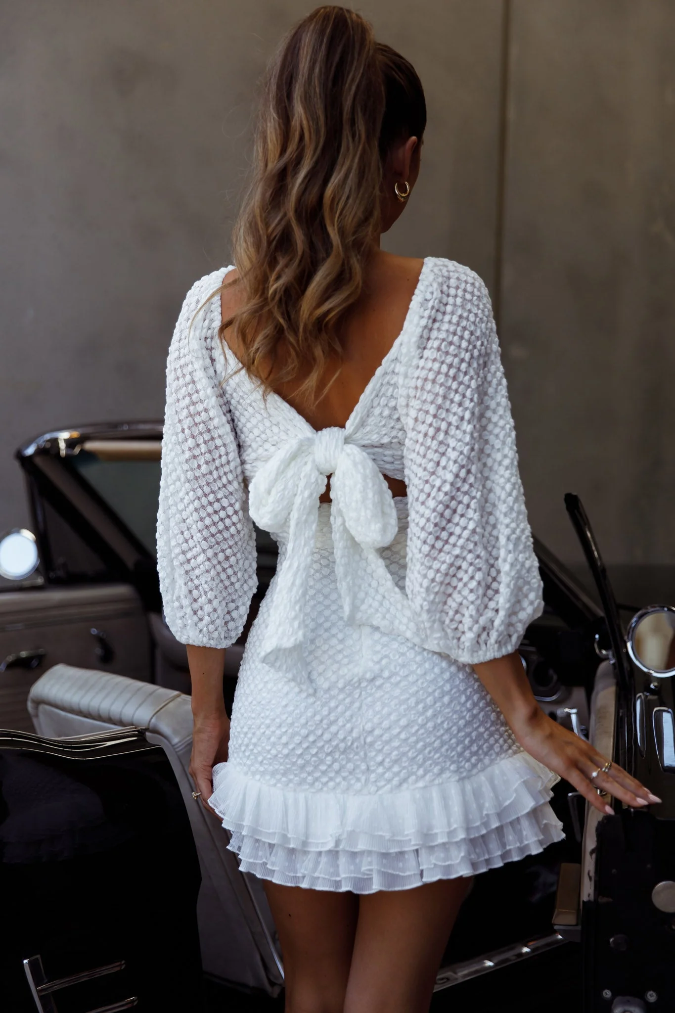Abby Frill Hem Lace Dress White - Image 2