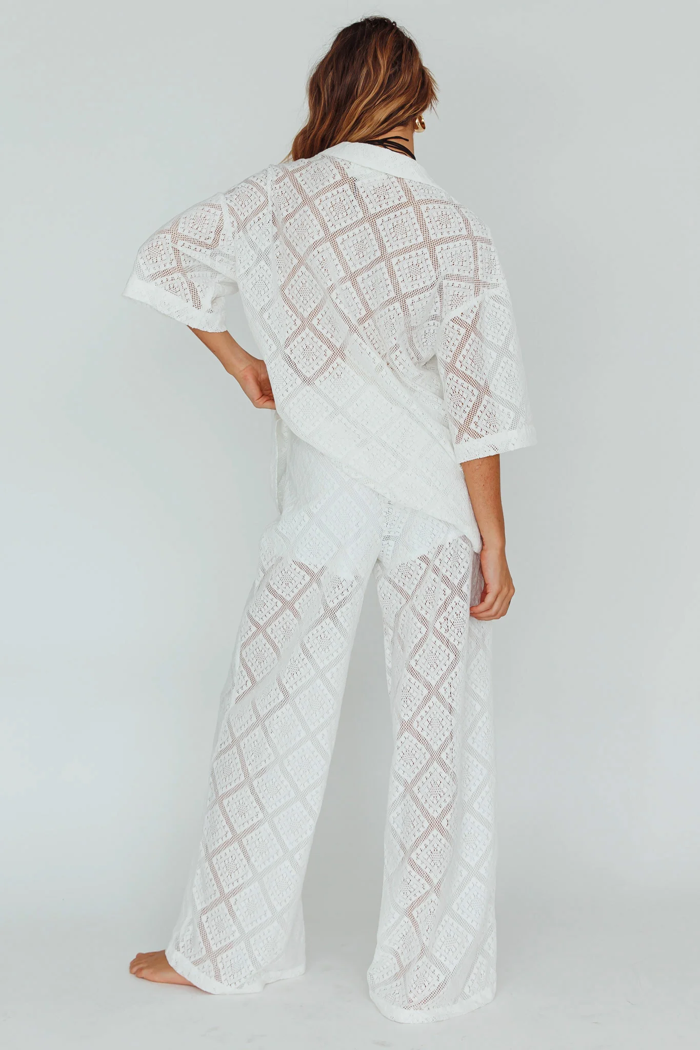 Abraya Lace Overlay Pants White - Image 2
