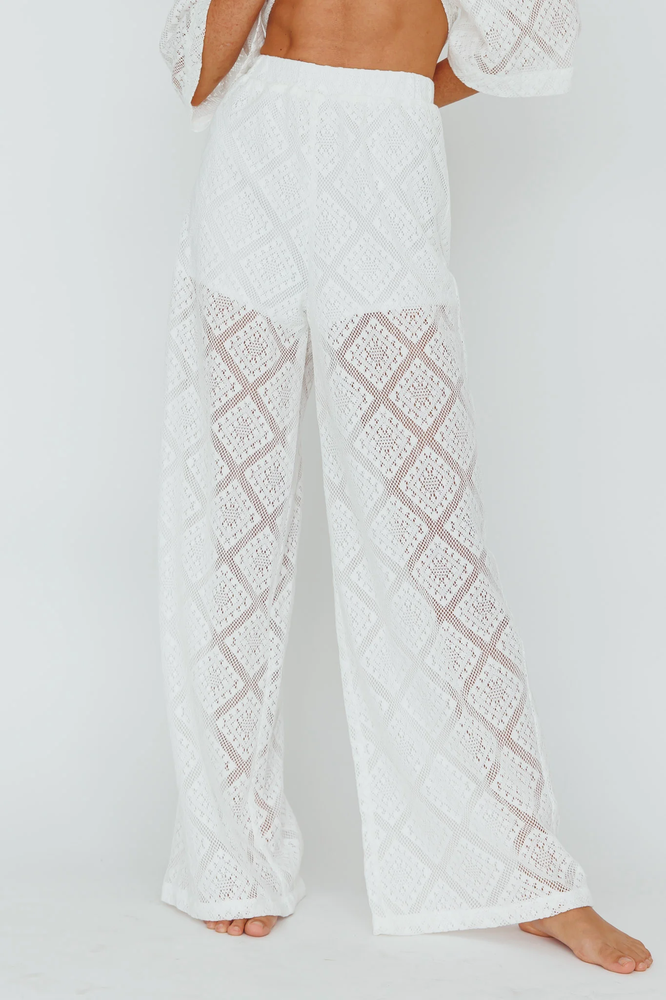 Abraya Lace Overlay Pants White - Image 4