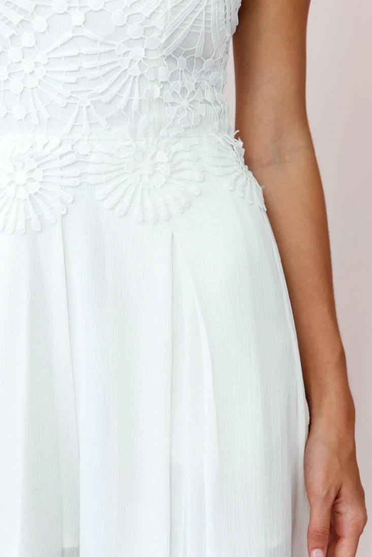 Ada Applique Embroidery Bust Wide Leg Jumpsuit White - Image 4