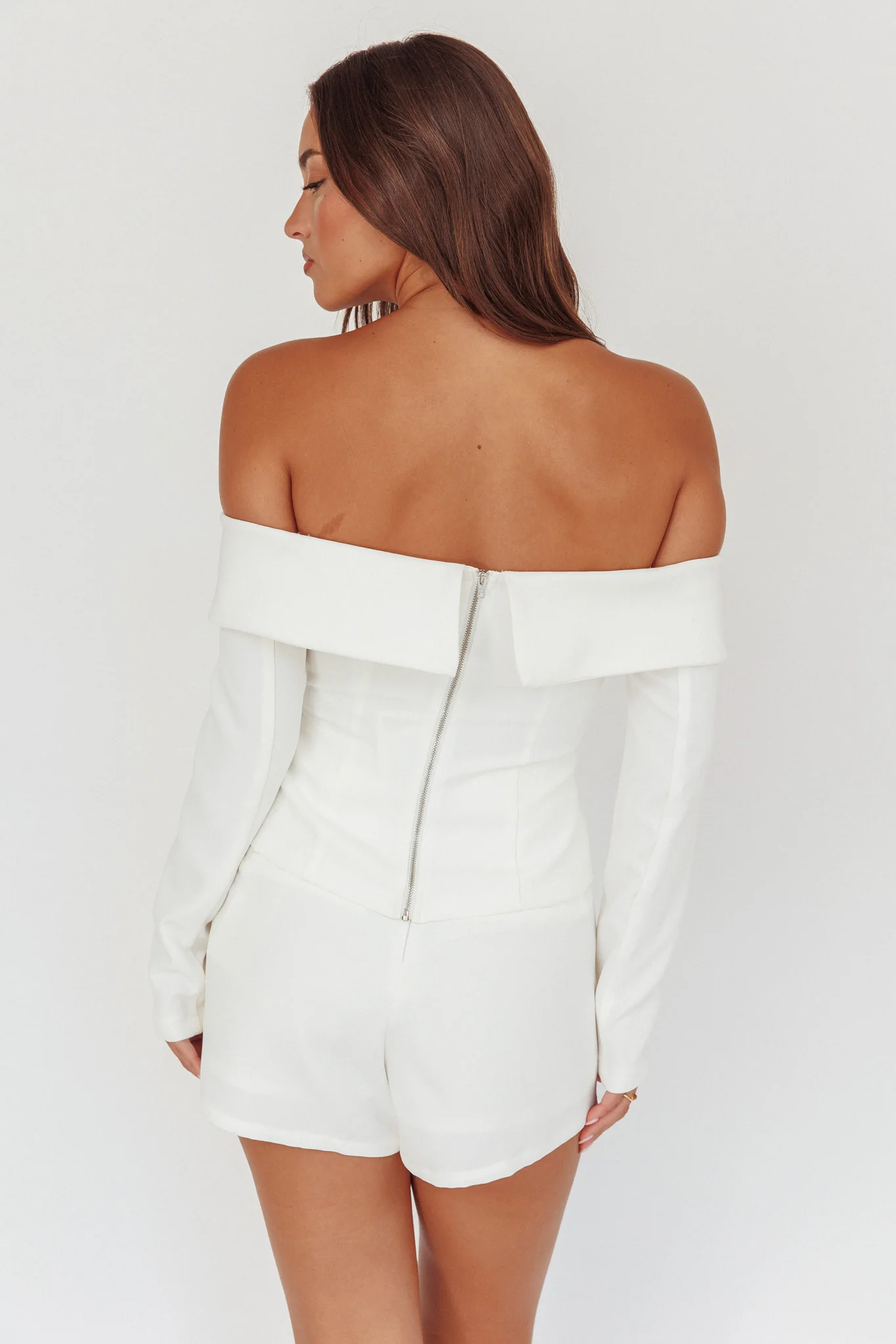 Adalis High Waist Wrap Front Shorts Off White - Image 2
