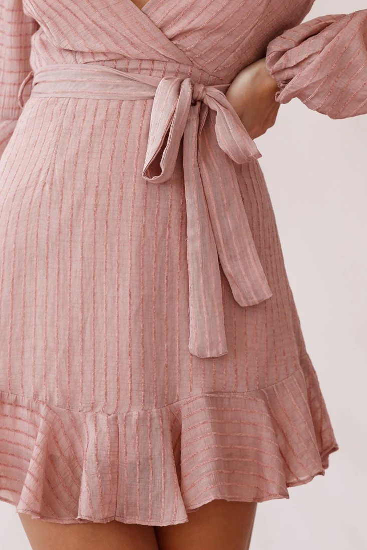 Adelaide Long Balloon Sleeve Wrap Dress Rose - Image 5