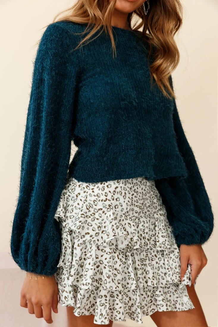 Adore Back-To-Front Twist Knit Crop Top Teal - Image 5