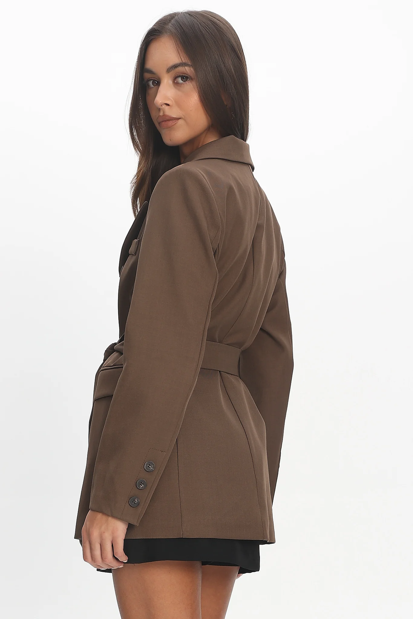 Adrianna Notch Lapel Blazer Chocolate - Image 4