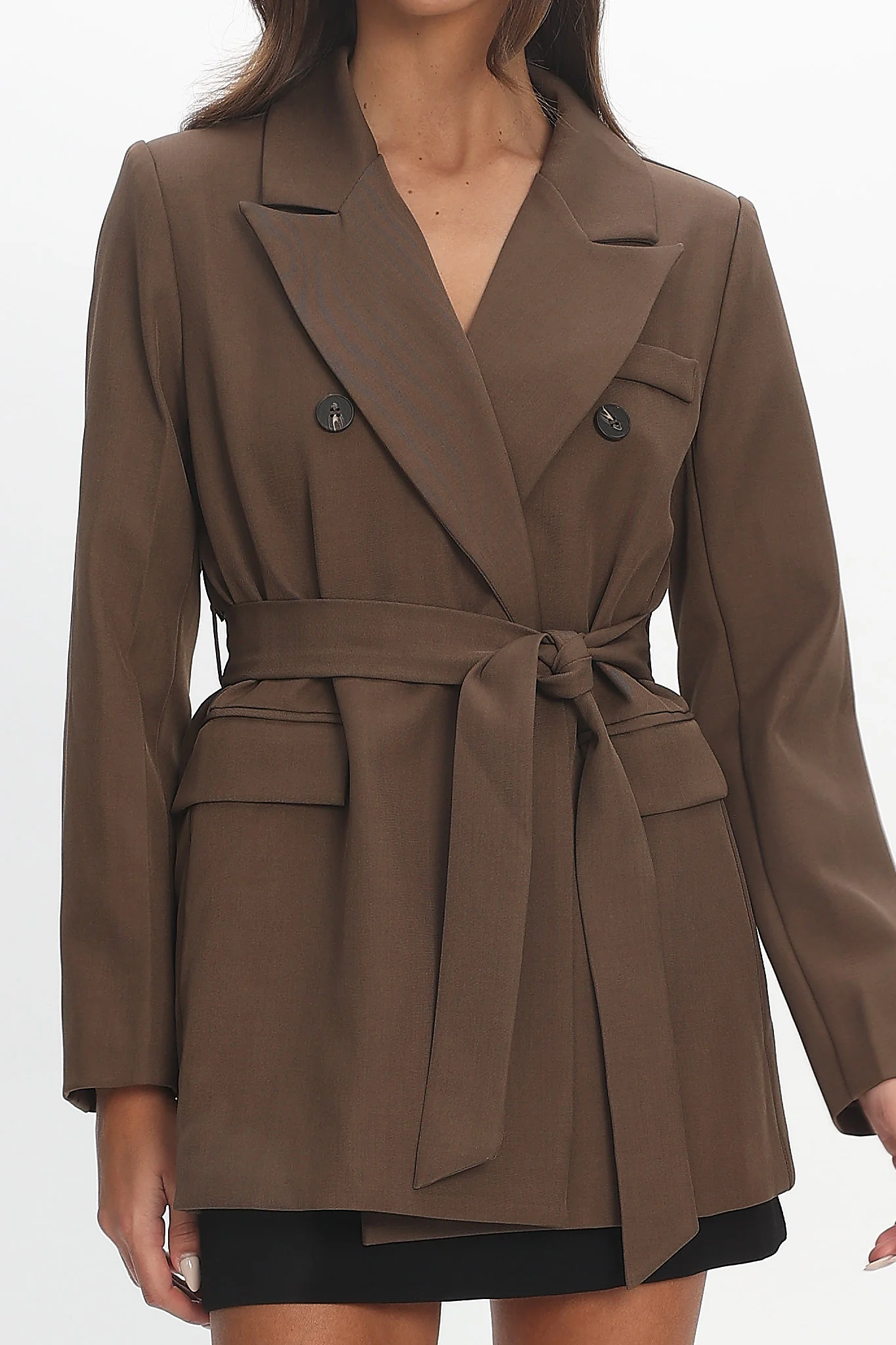 Adrianna Notch Lapel Blazer Chocolate - Image 5