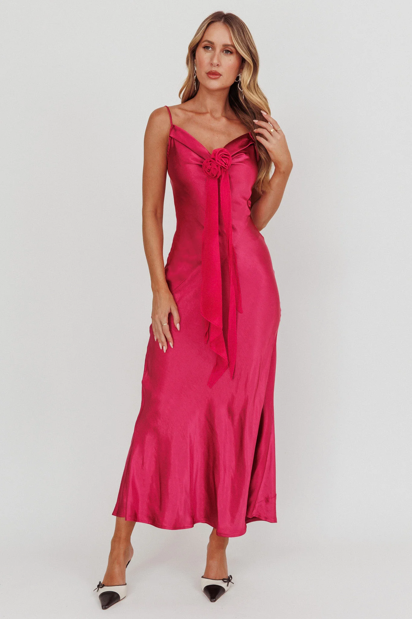 Afterglow Backless Cowl Neck Maxi Dress Berry - Image 4