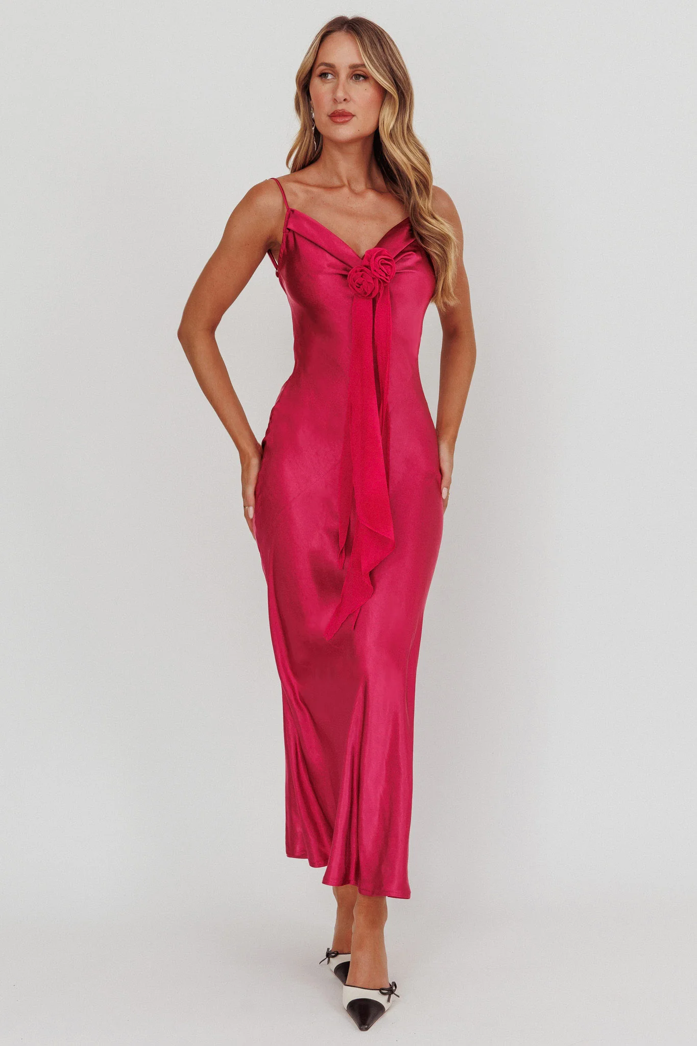 Afterglow Backless Cowl Neck Maxi Dress Berry - Image 5