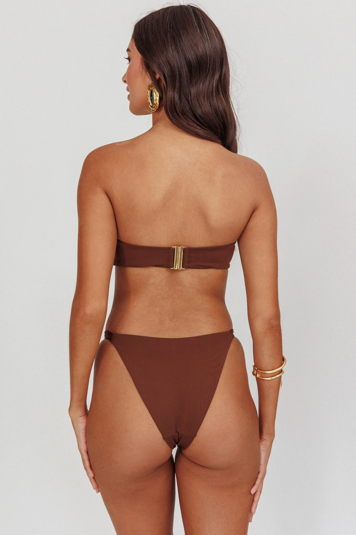 Agape Bandeau O-Ring Bikini Top Choc - Image 3