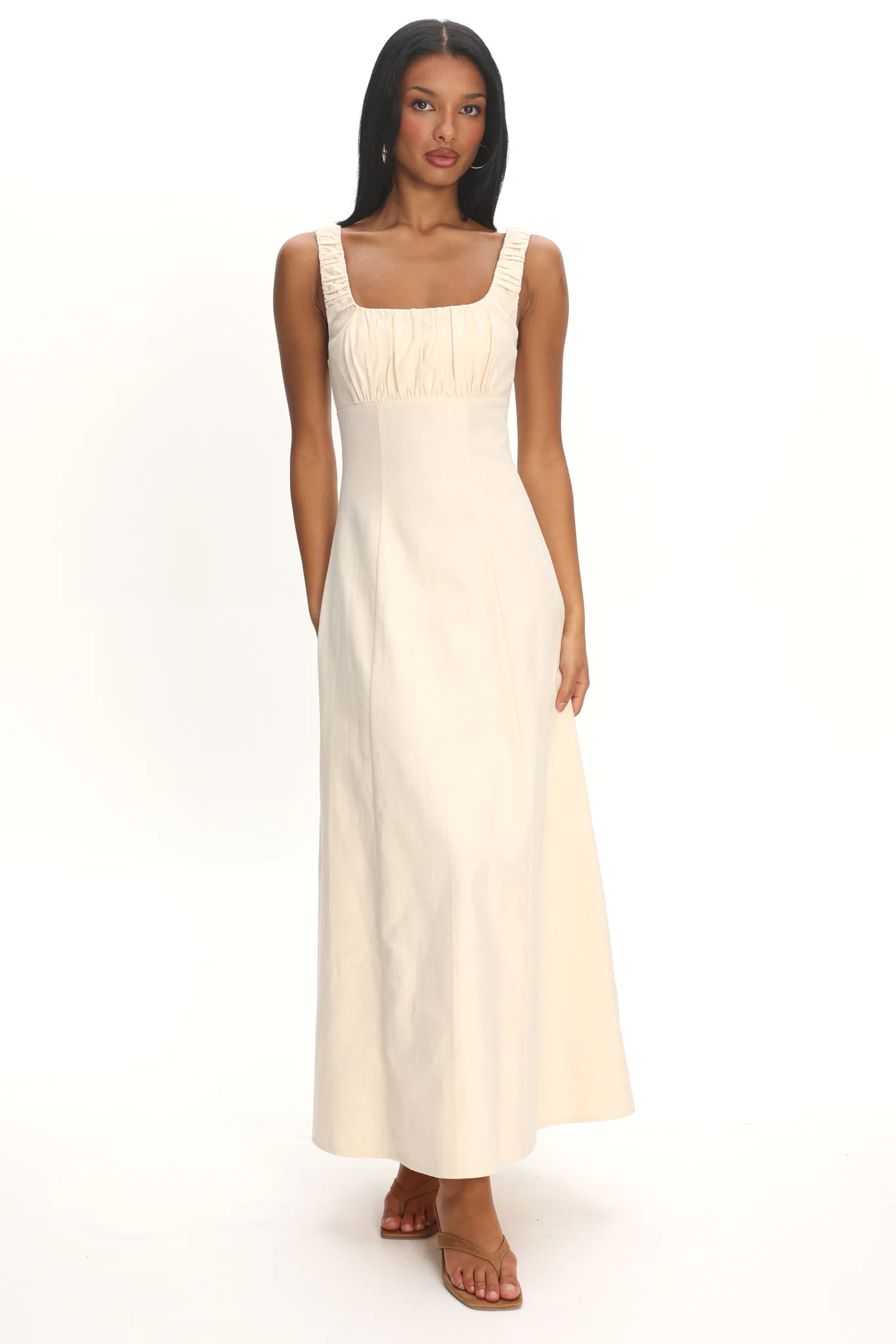 Aila Gathered Bust Maxi Dress Cream