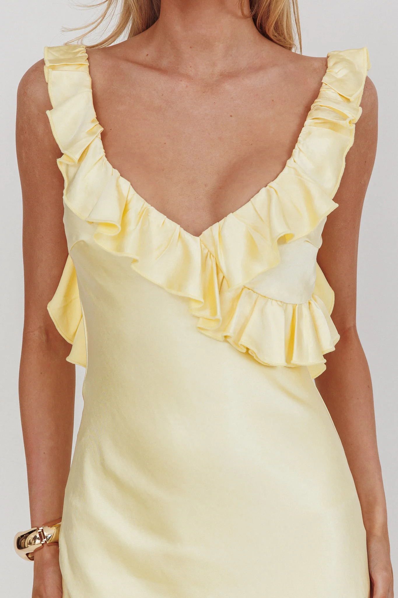 Alba Frill & Lace Trim Maxi Dress Butter - Image 3