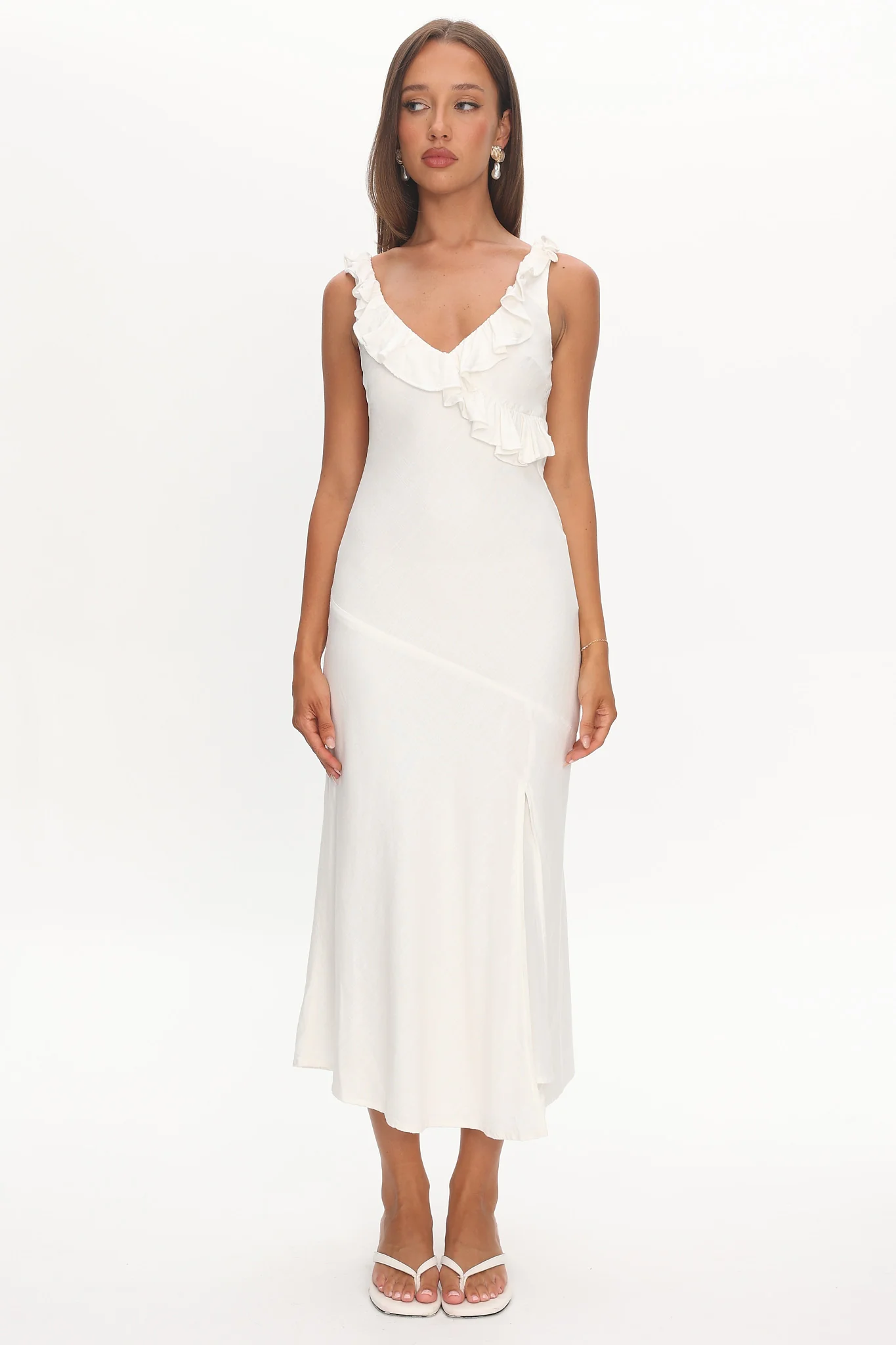 Alba Frill Trim Midi Dress White - Image 6