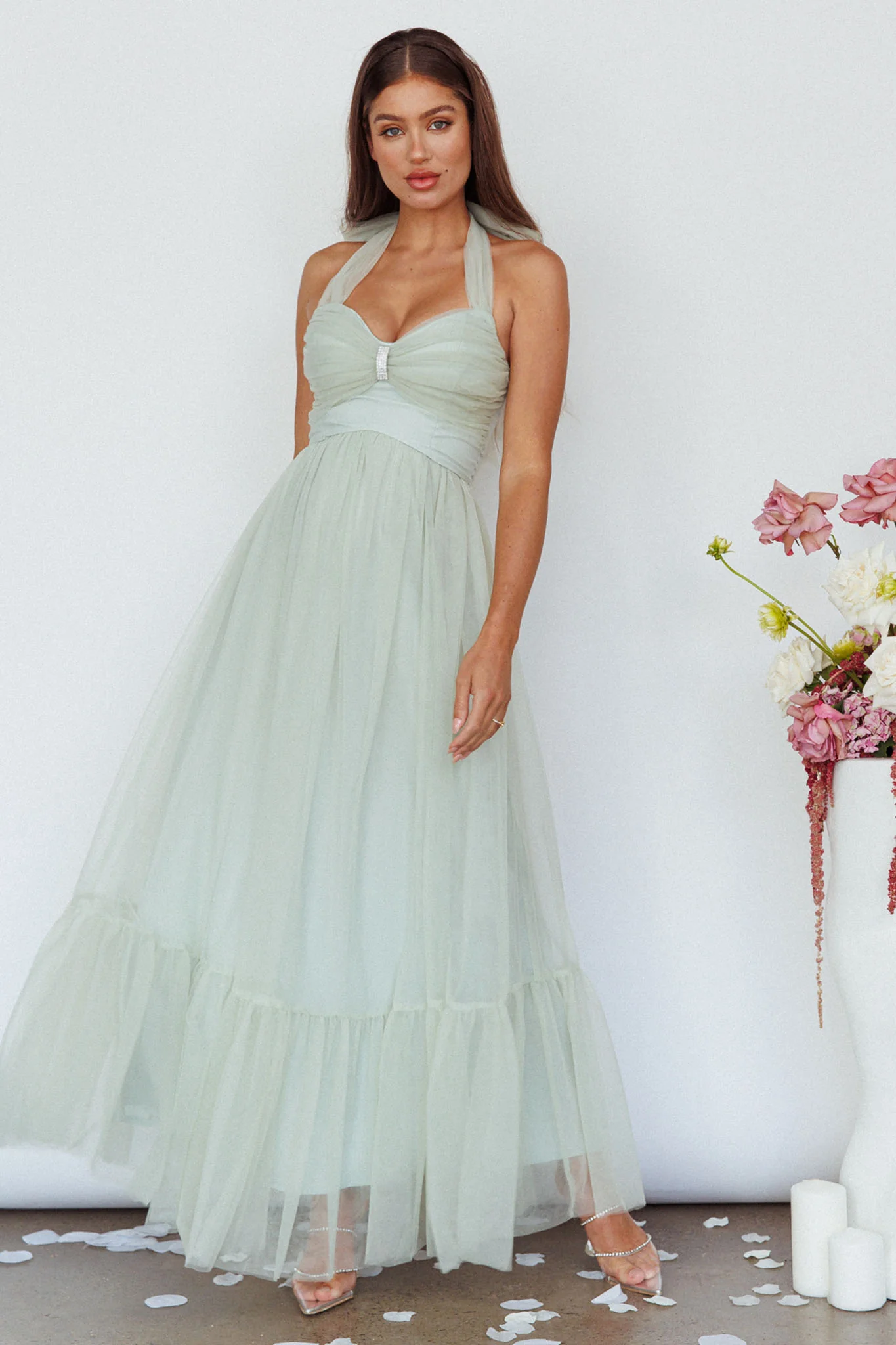 Alegria Tulle Maxi Dress Pistachio - Image 3
