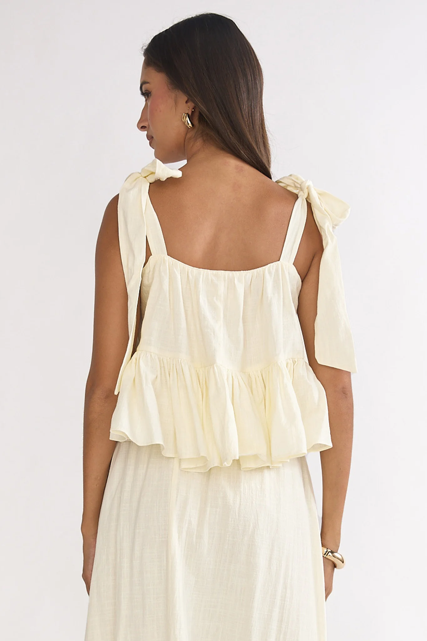 Alera Tied Shoulder Top Vanilla - Image 3