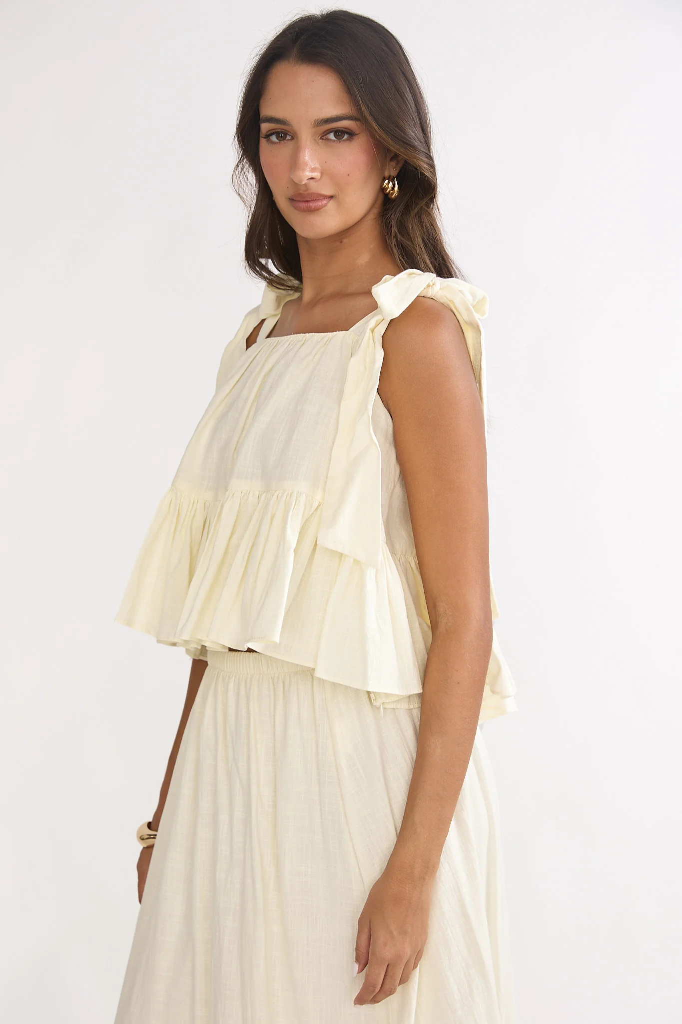 Alera Tied Shoulder Top Vanilla - Image 6