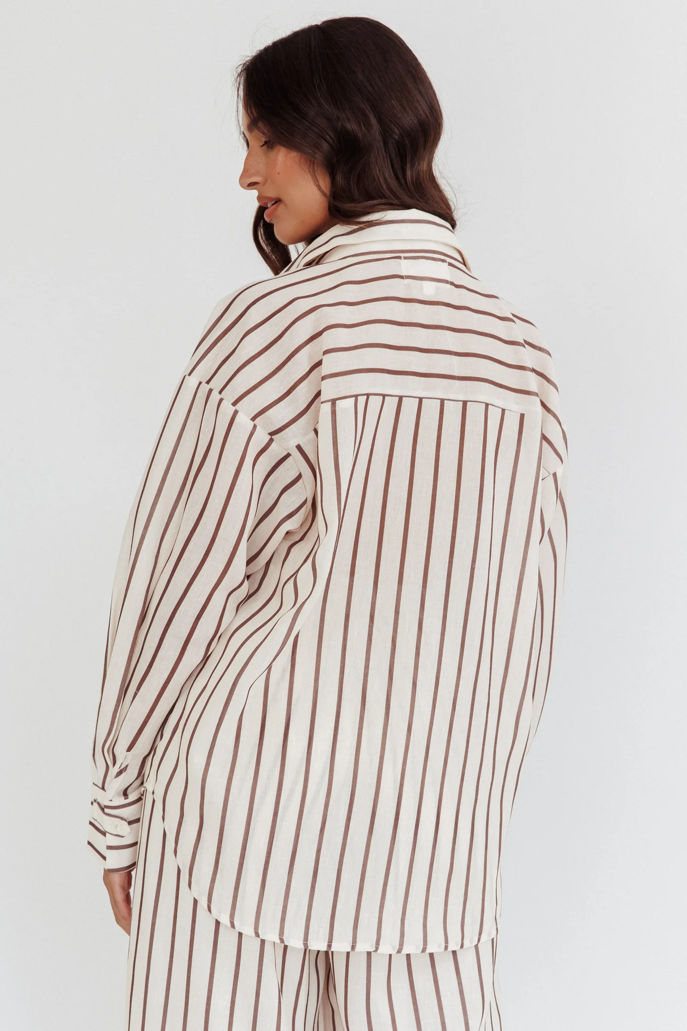Alex Long Sleeve Shirt Stripe Latte - Image 2