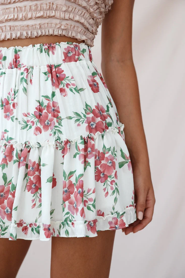 Alexi Floral Mini Skirt White - Image 4