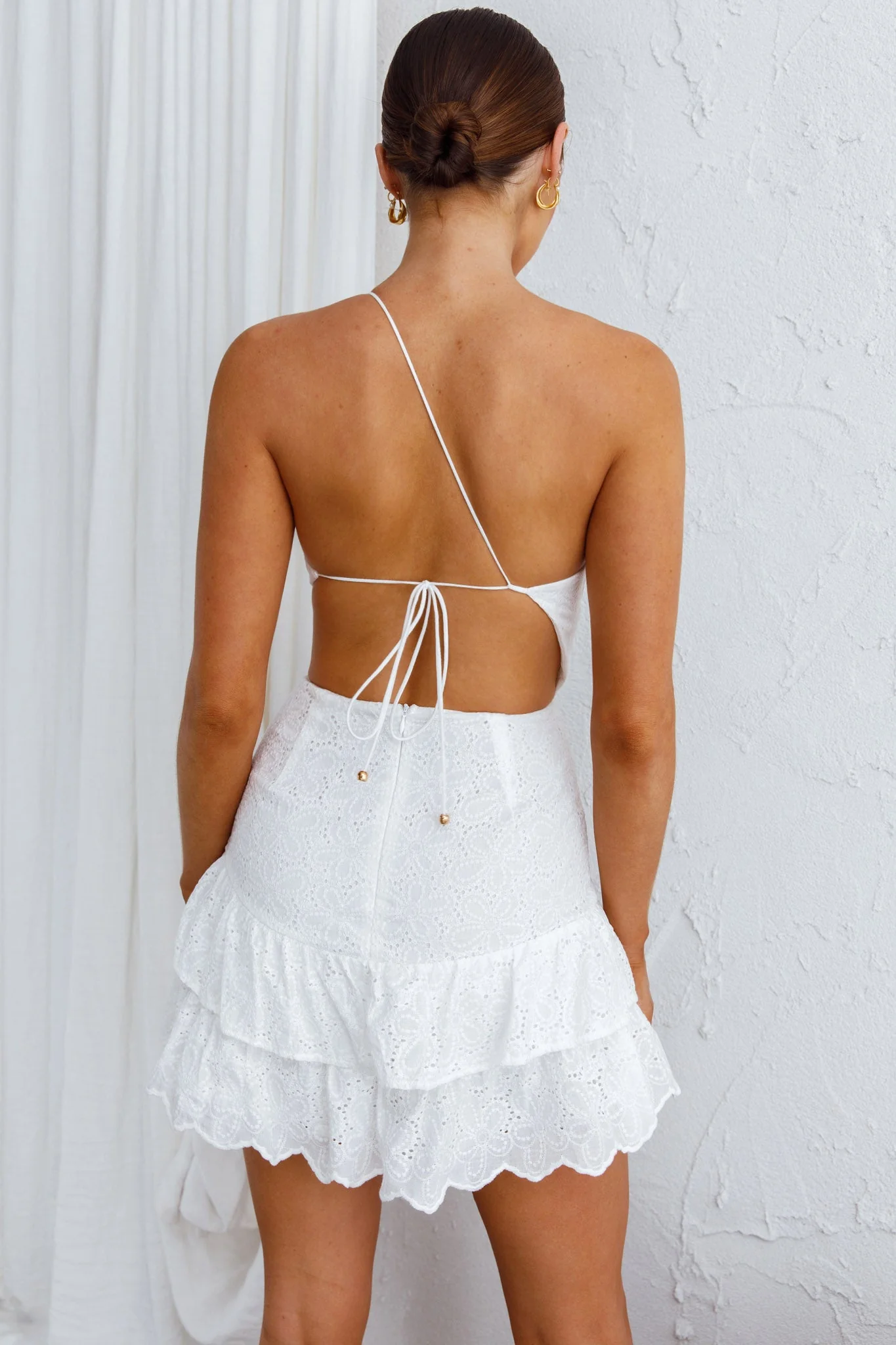 Alexia One-Shoulder Mini Dress White - Image 6