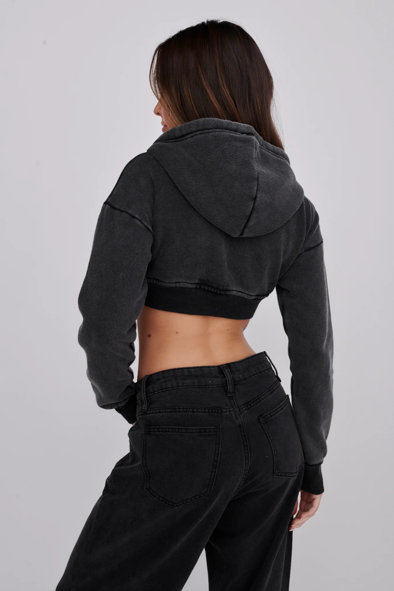 Alias Crop Hoodie Jacket Washed Black - Image 2