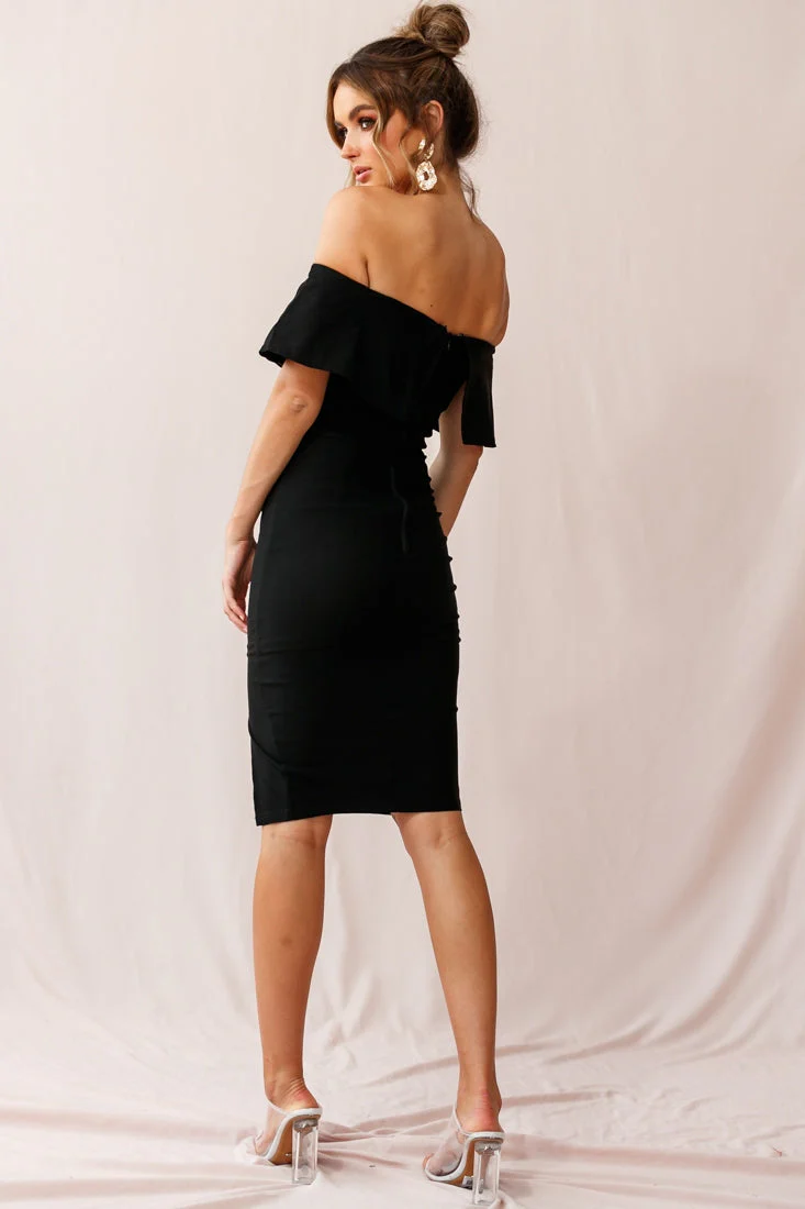 Alina Elegant Bodycon Dress Black - Image 3
