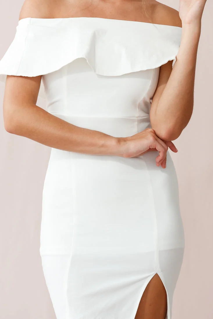 Alina Elegant Bodycon Dress White - Image 4