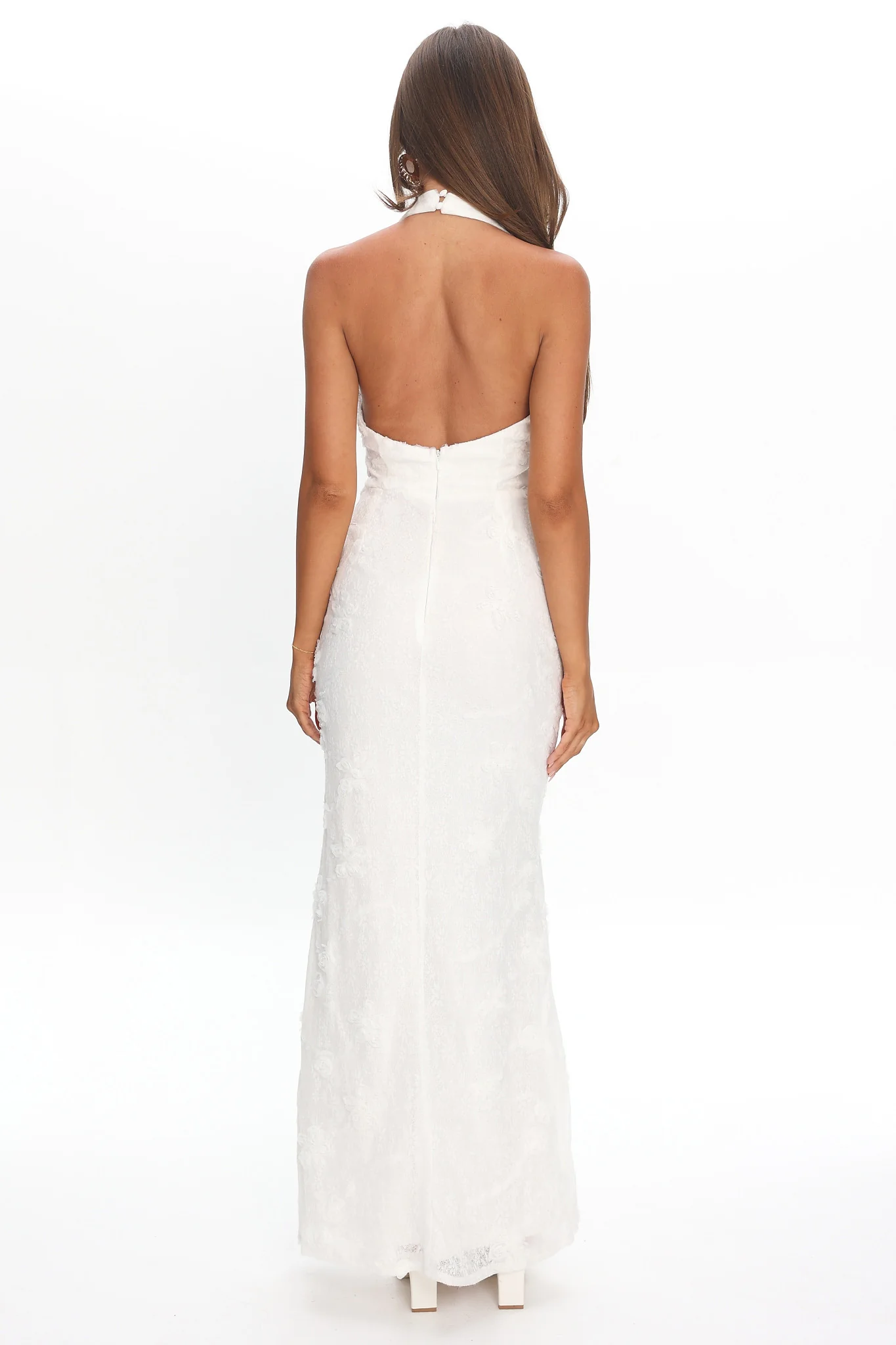 Alisette Halter Split Maxi Dress White - Image 3