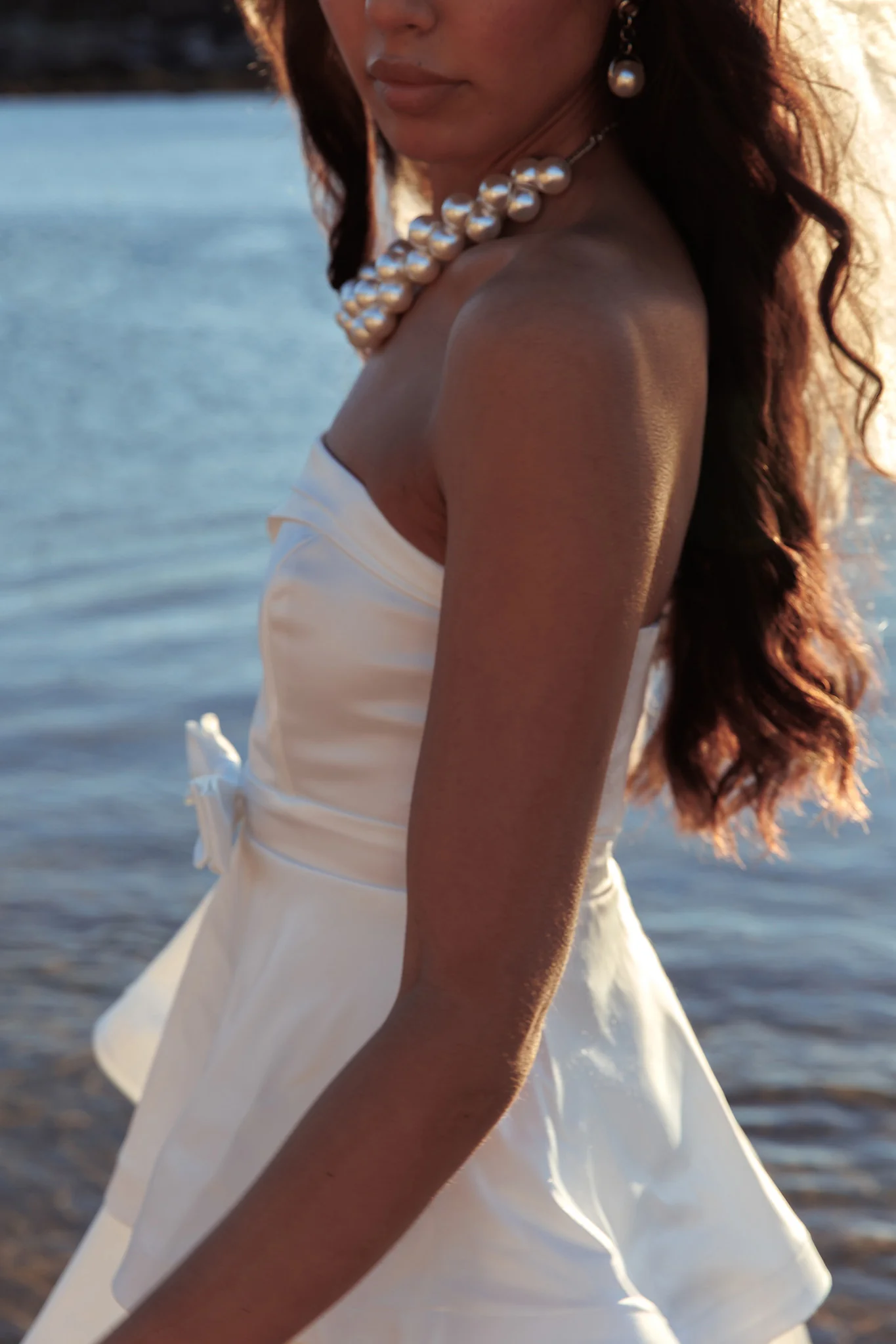 Alix Strapless Tiered Ruffle Mini Dress White - Image 4