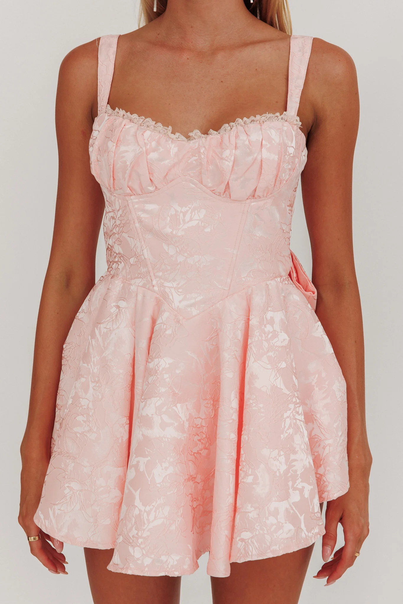 All To You Jacquard Bow Romper Pink - Image 5