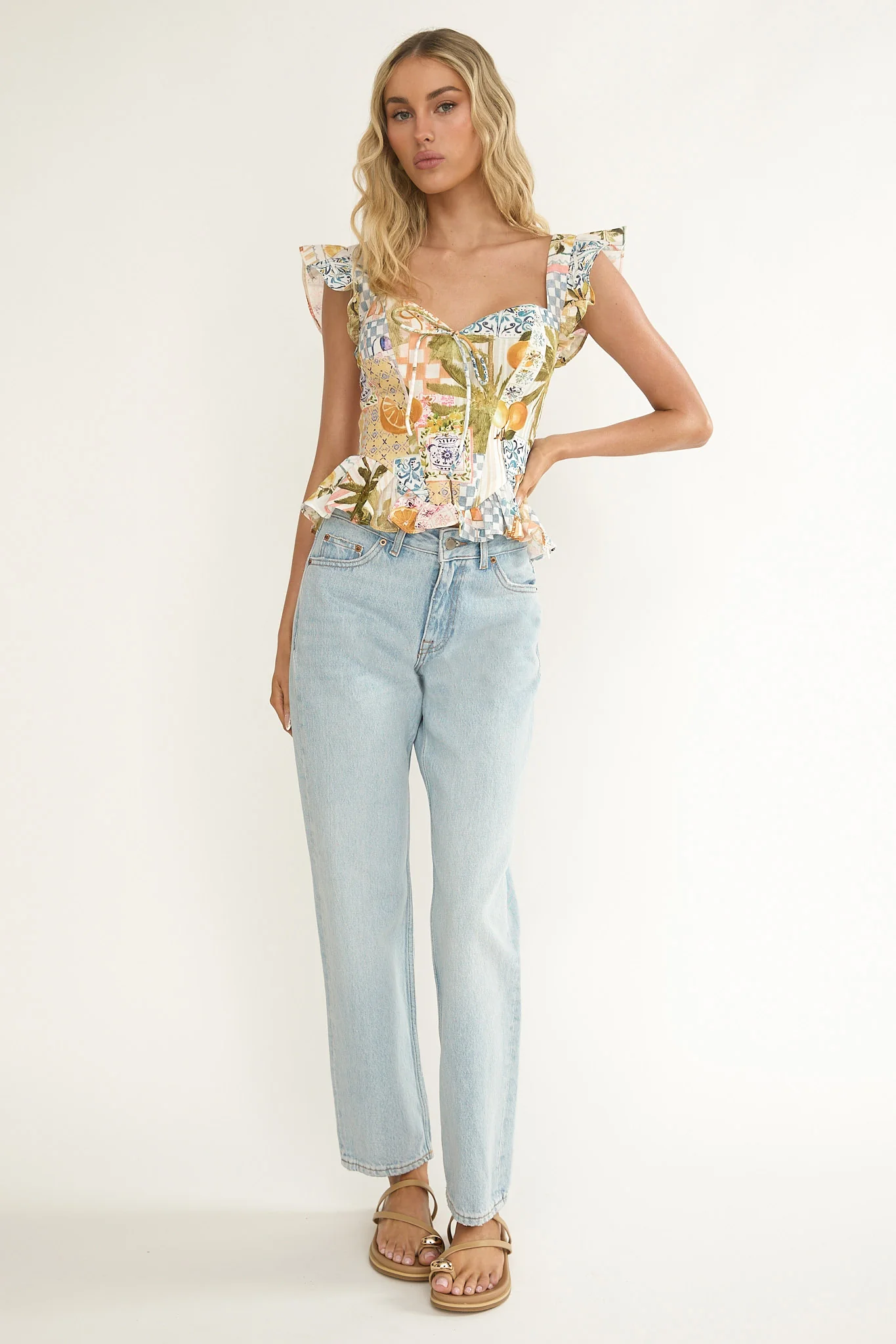 Allora Frill Sleeve Top Las Palmas - Image 4