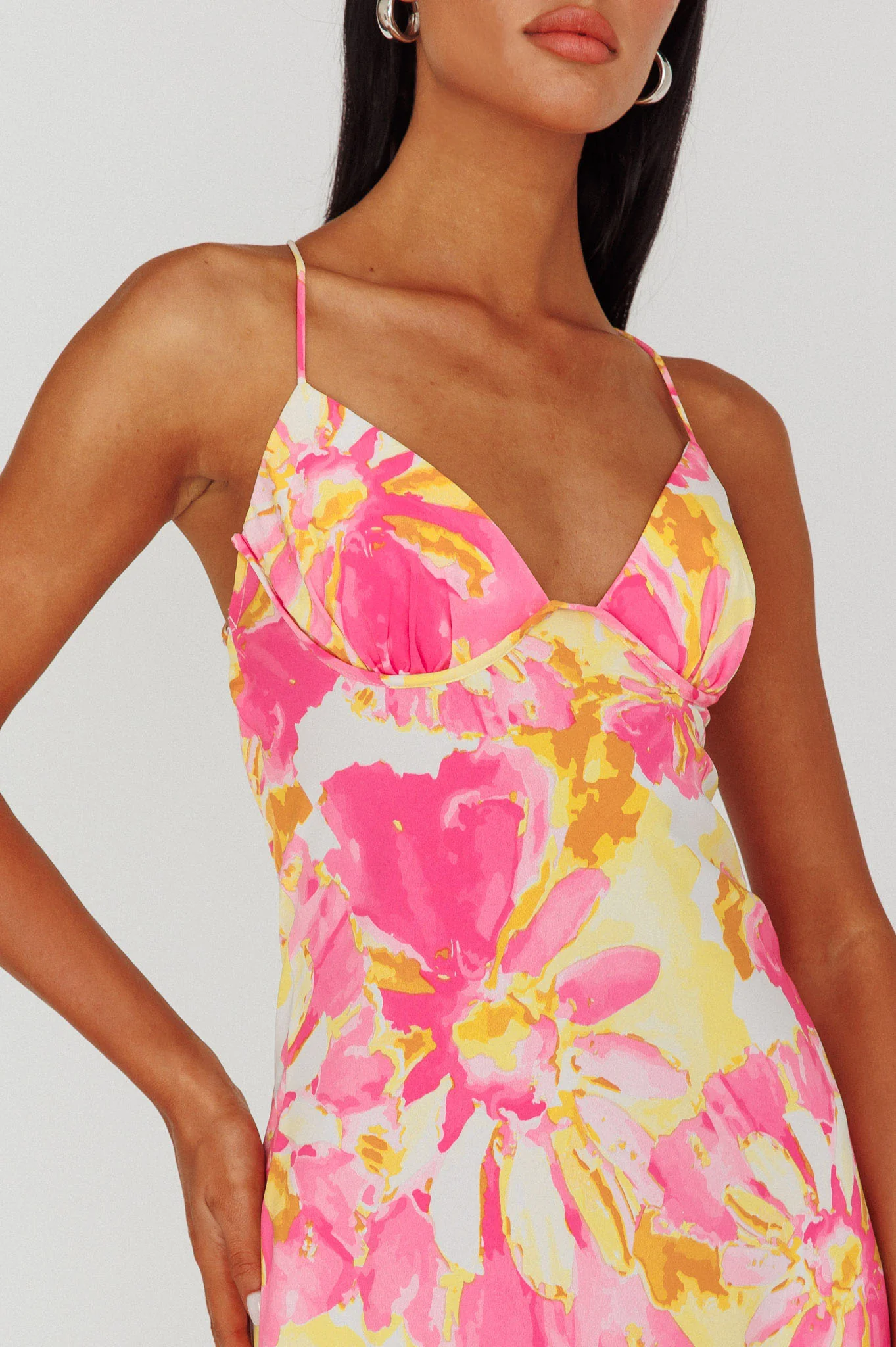 Alora Tie-Up Back Maxi Dress Flower Pink - Image 4
