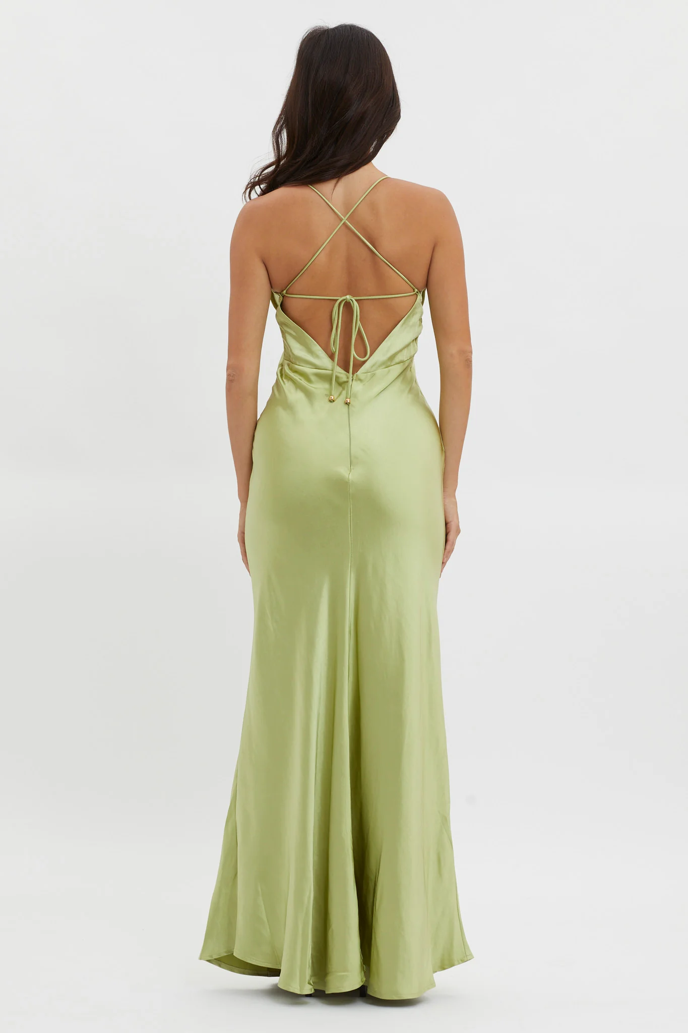 Alora Tie-Up Back Maxi Dress Olive - Image 2