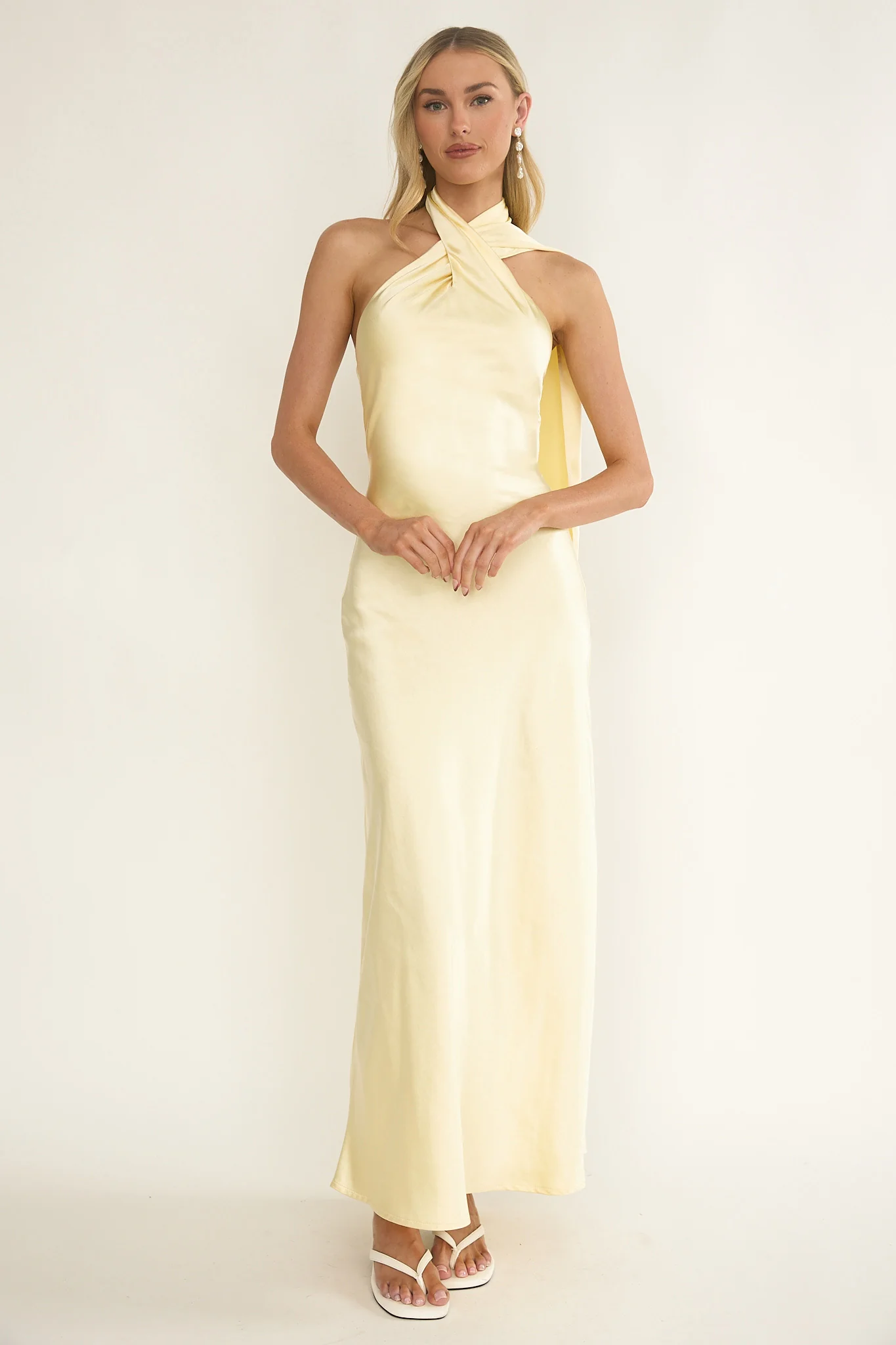 Alvara Crossover Halterneck Maxi Dress Butter - Image 4