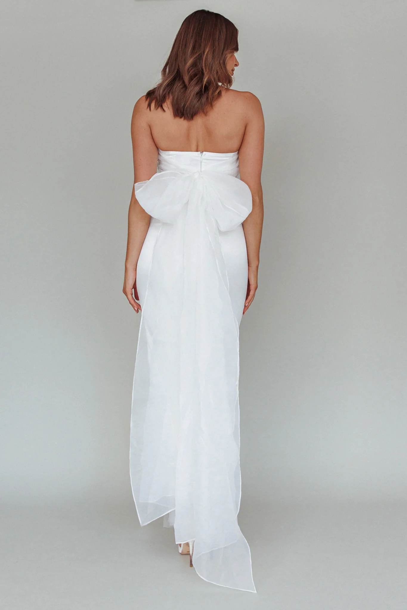 Always And Forever Bow Back Midi Dress White - Image 3