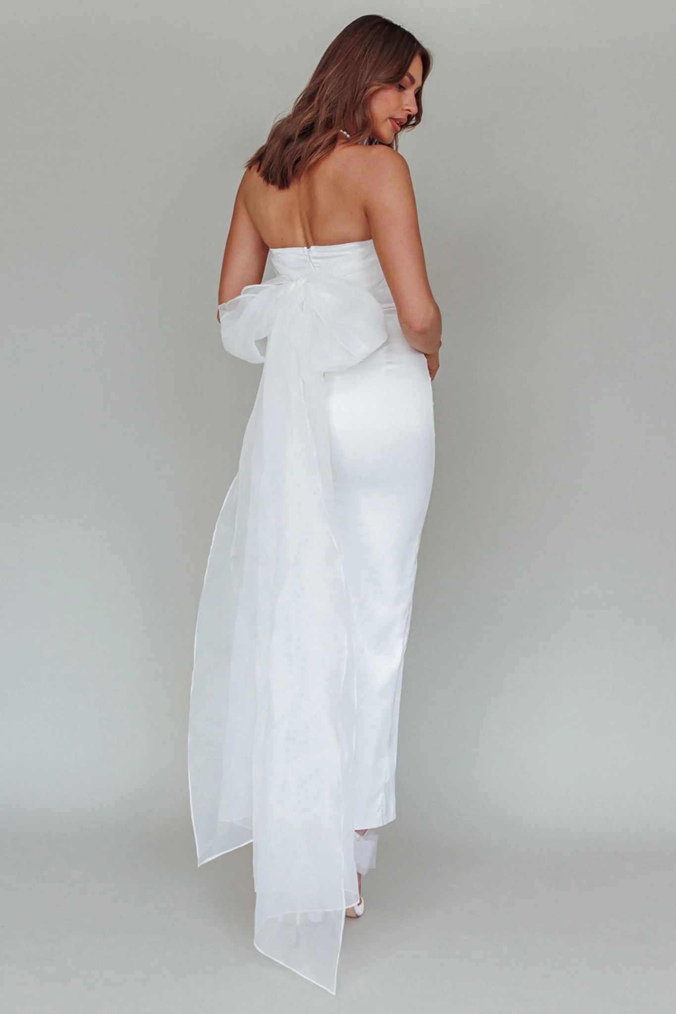 Always And Forever Bow Back Midi Dress White - Image 9