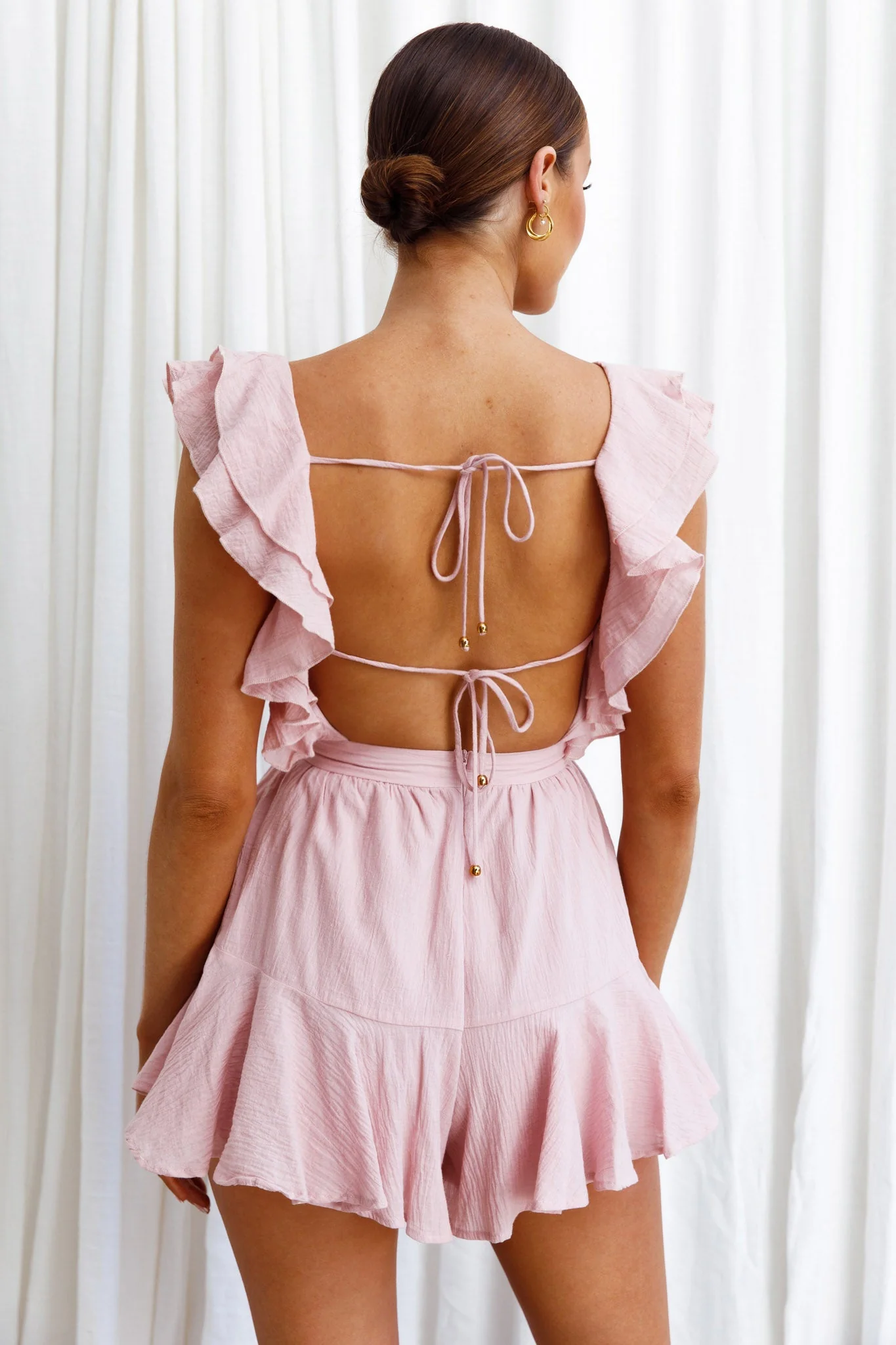 Always My Girl Ruffle Shoulder Romper Mauve - Image 6