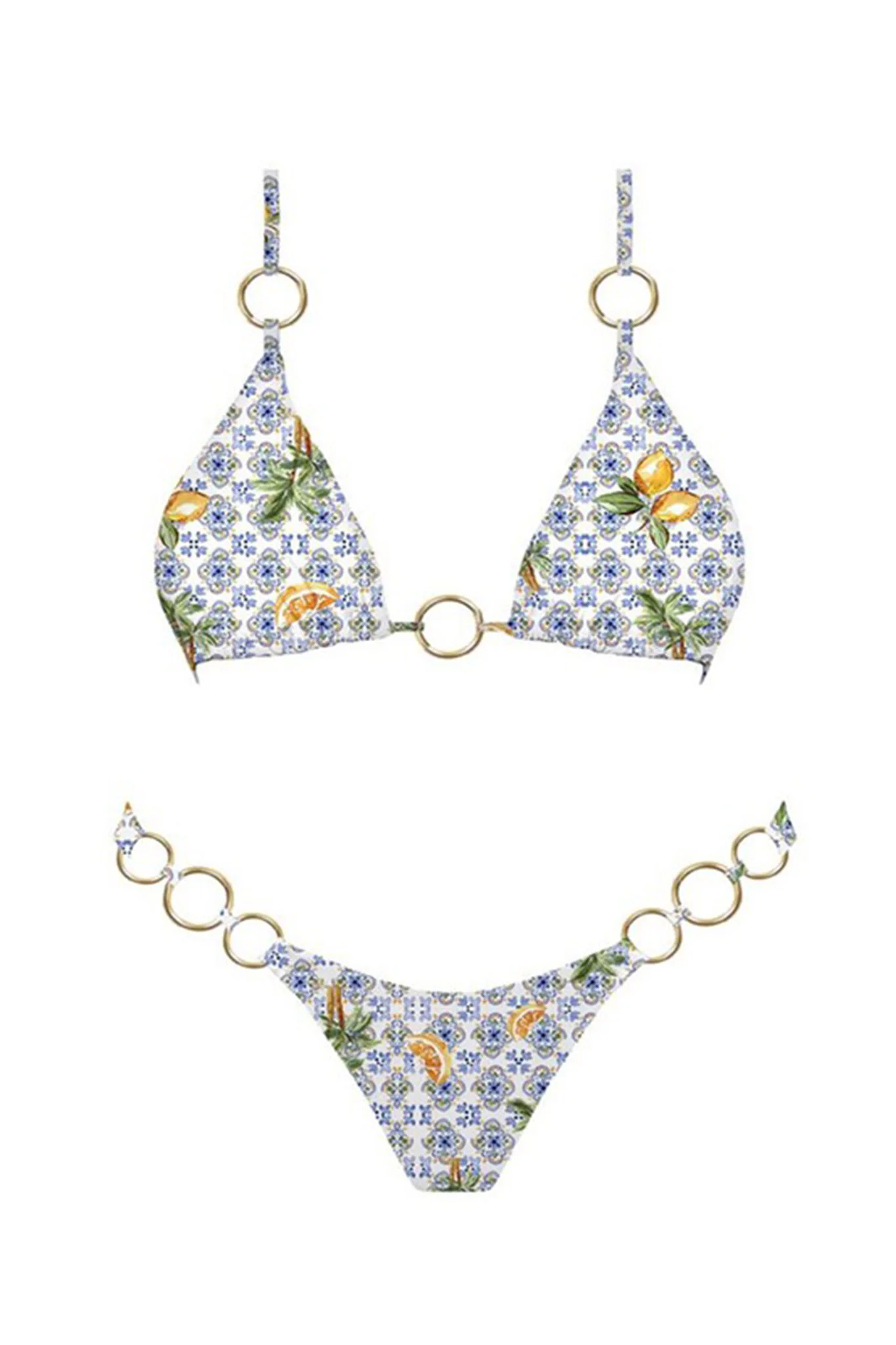 Amalfi Coast Triangle Bikini Top Lemon Checker - Image 5