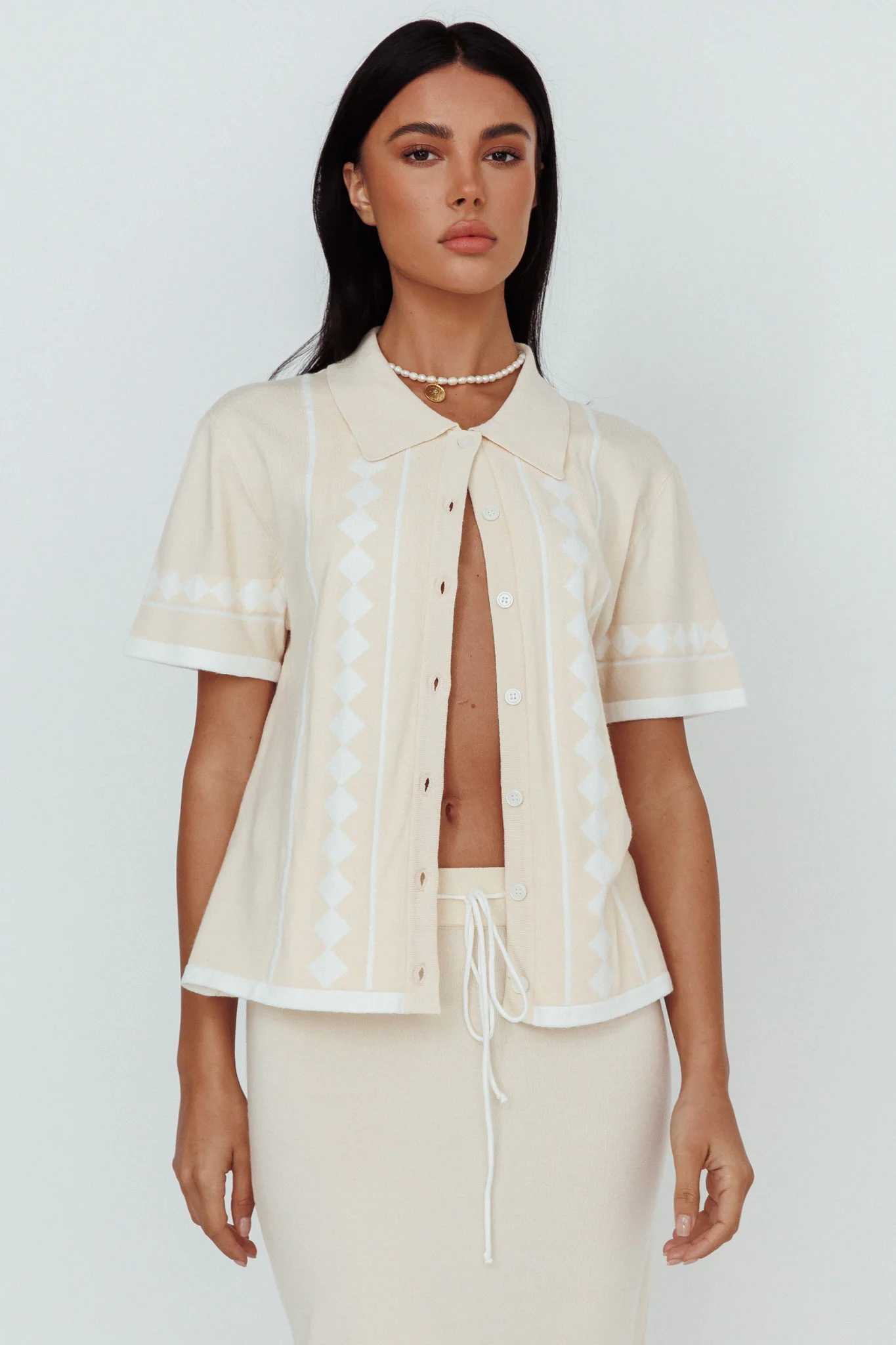 Amalfi Sun Knit Button-Up Shirt Sand - Image 8