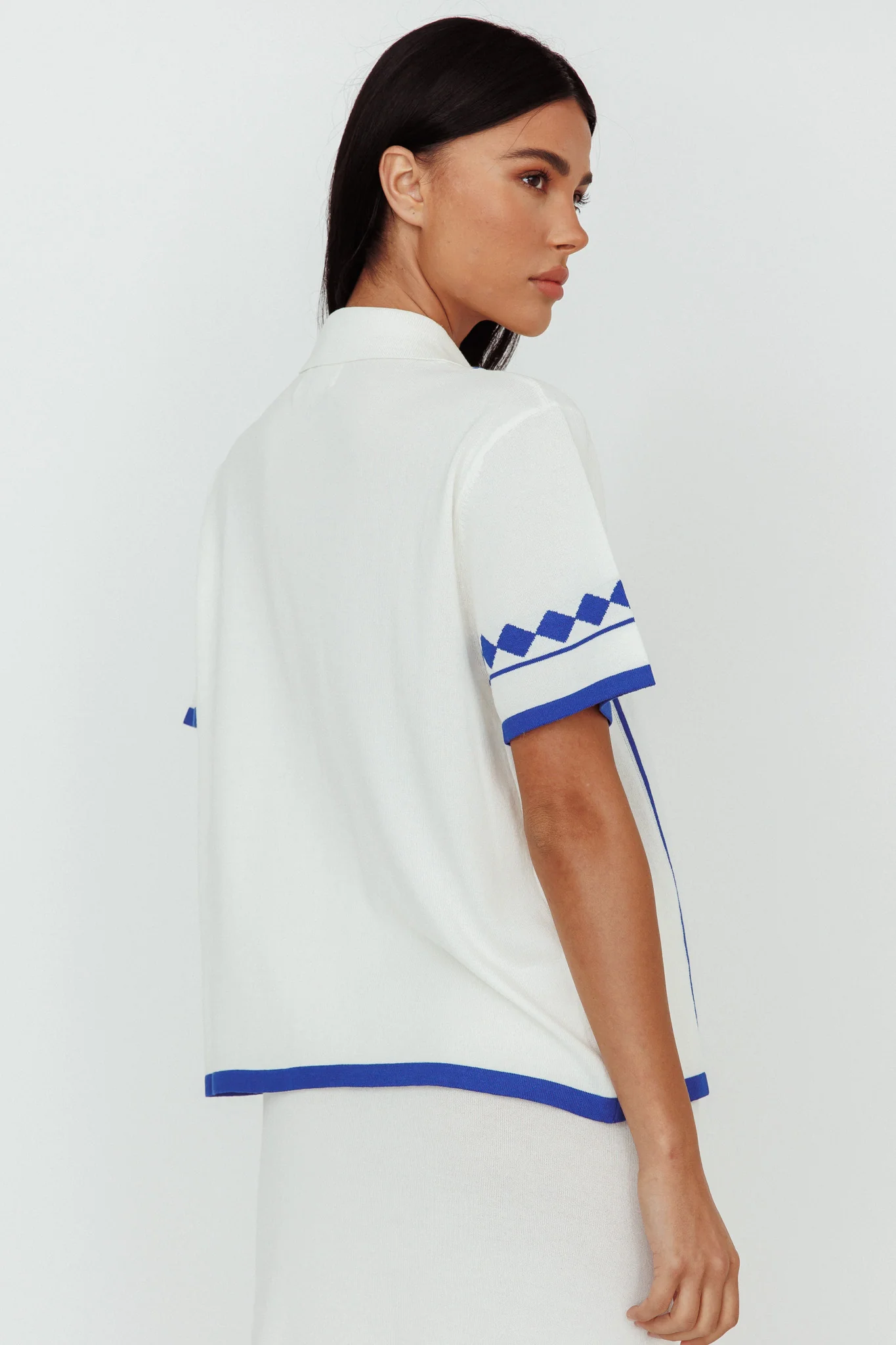 Amalfi Sun Knit Button-Up Shirt White - Image 2