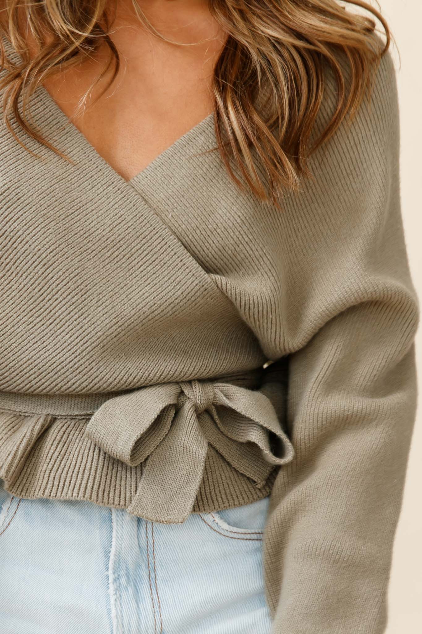 Amara Long Sleeve Knit Top Olive - Image 4