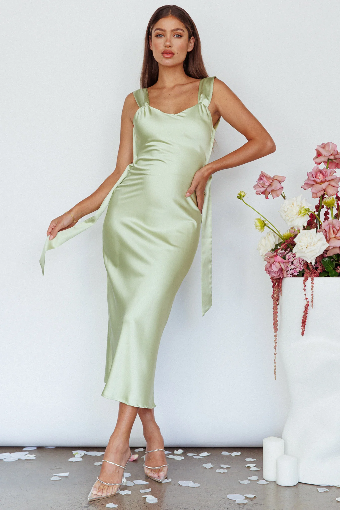 Amielle Open Back Midi Dress Mint - Image 3