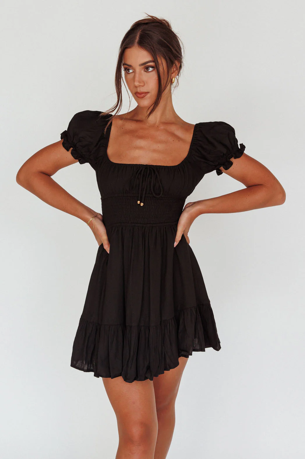 Amilie Shirred Waist Sundress Black - Image 6