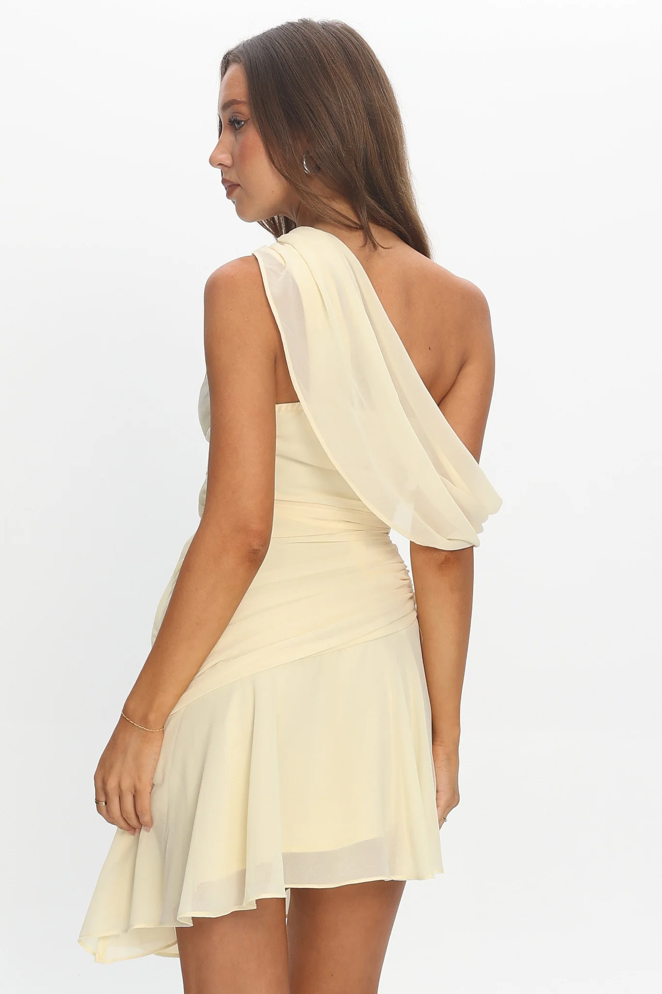 Anaisa One-Shoulder Draped Mini Dress Butter - Image 3