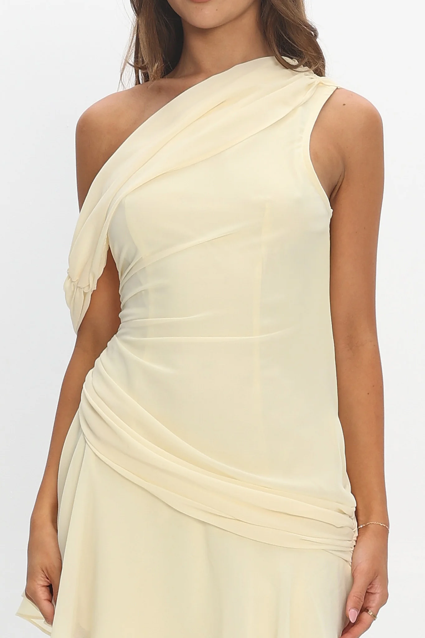 Anaisa One-Shoulder Draped Mini Dress Butter - Image 4