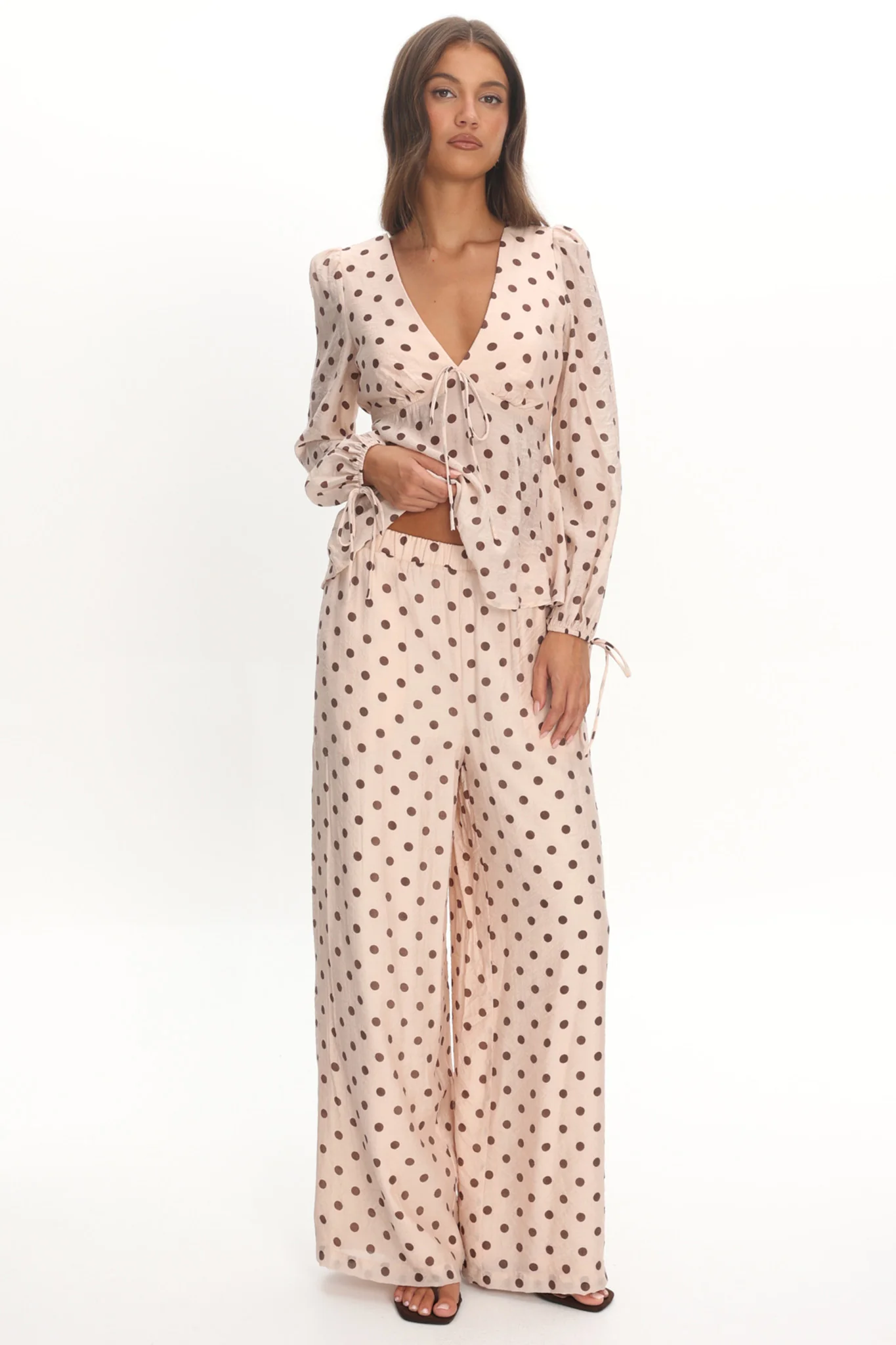 Anessa Straight Leg Pants Polka Dot Cream - Image 2