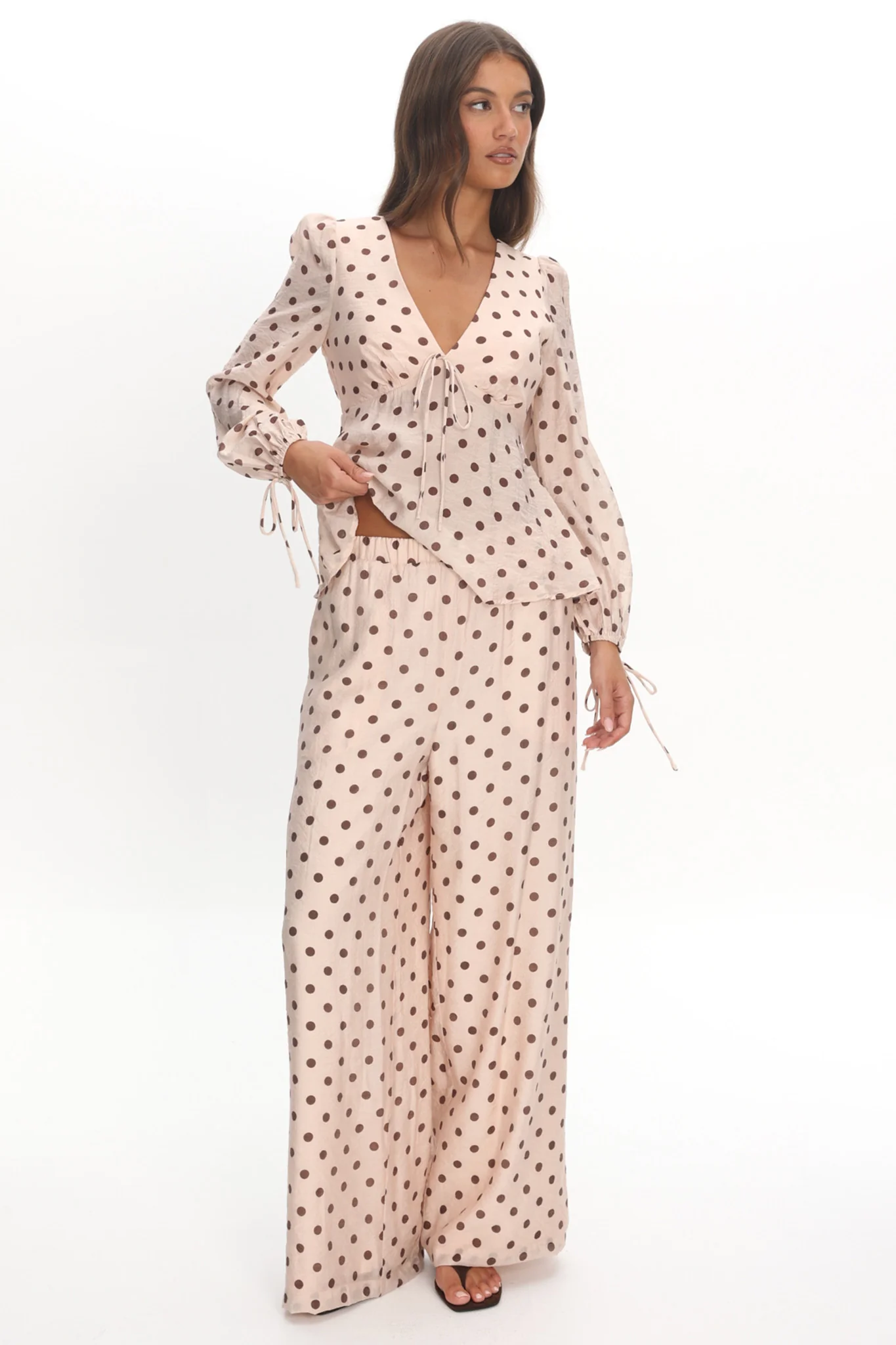 Anessa Straight Leg Pants Polka Dot Cream - Image 5