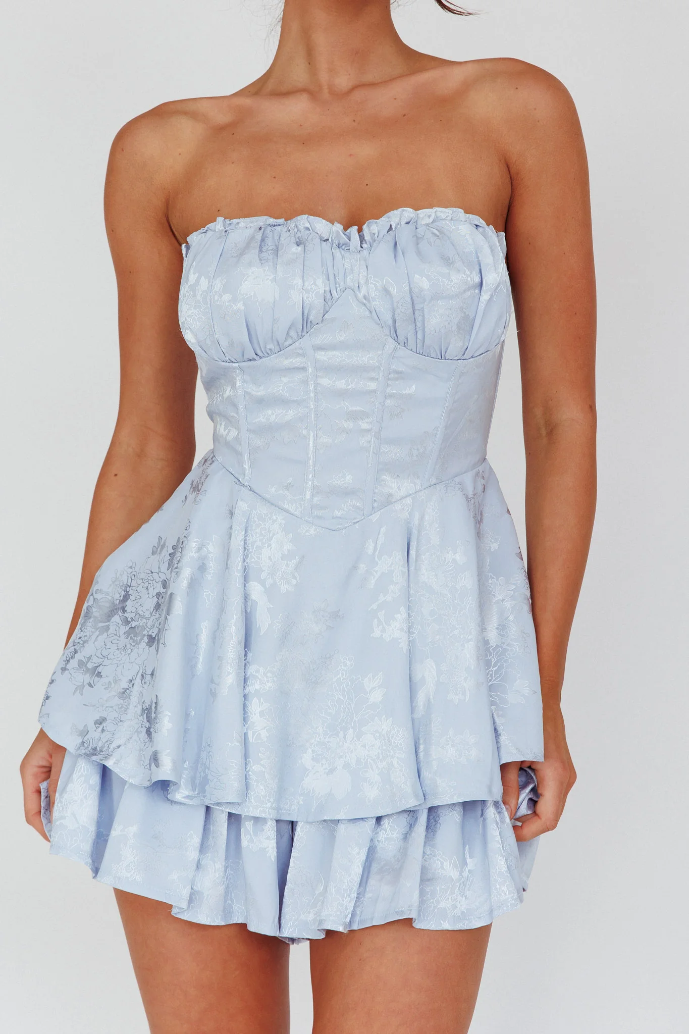 Angel Sky Gathered Bust Romper Dust Blue - Image 4