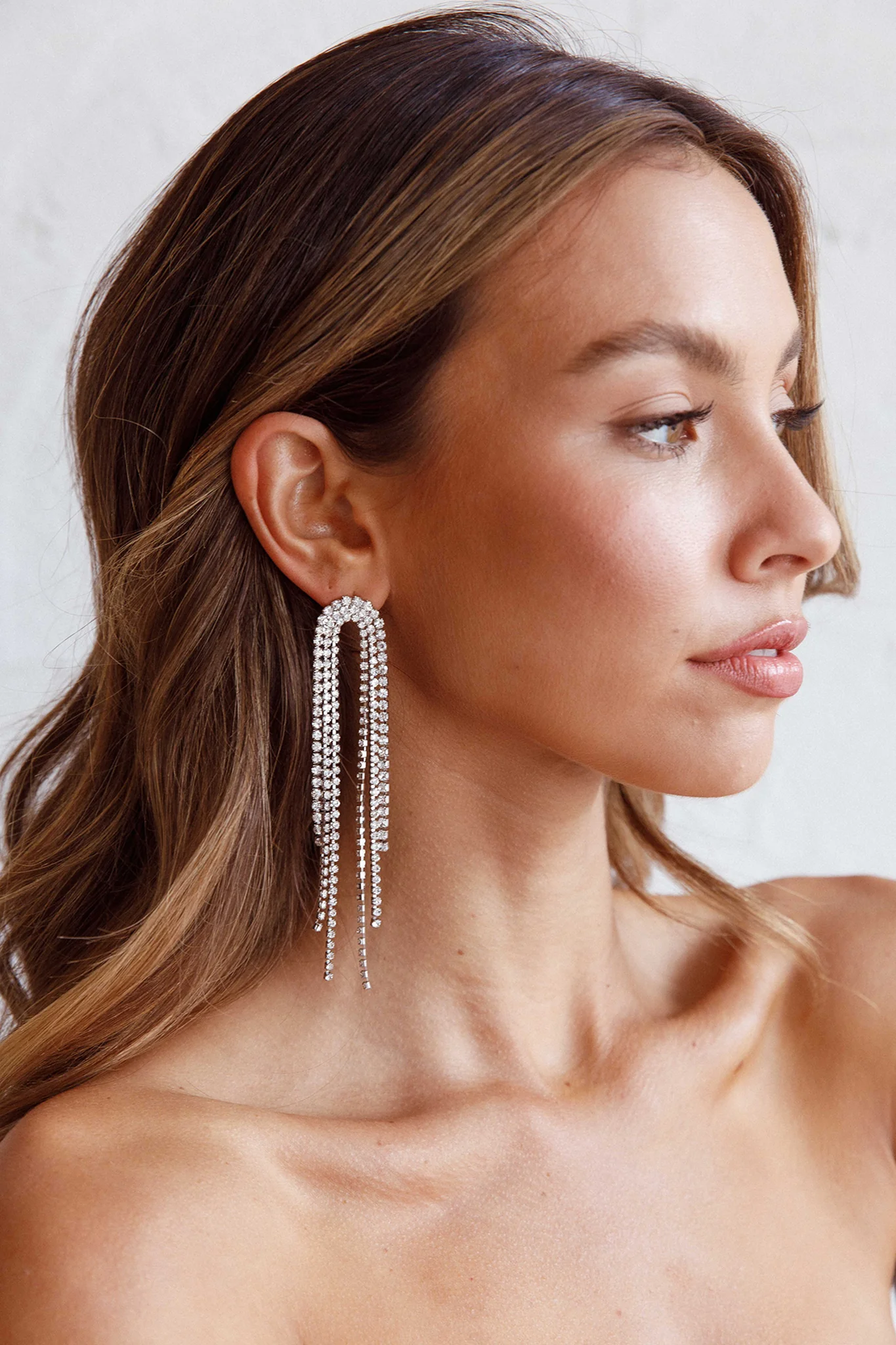 Angela Diamante Drop Earrings Silver - Image 2