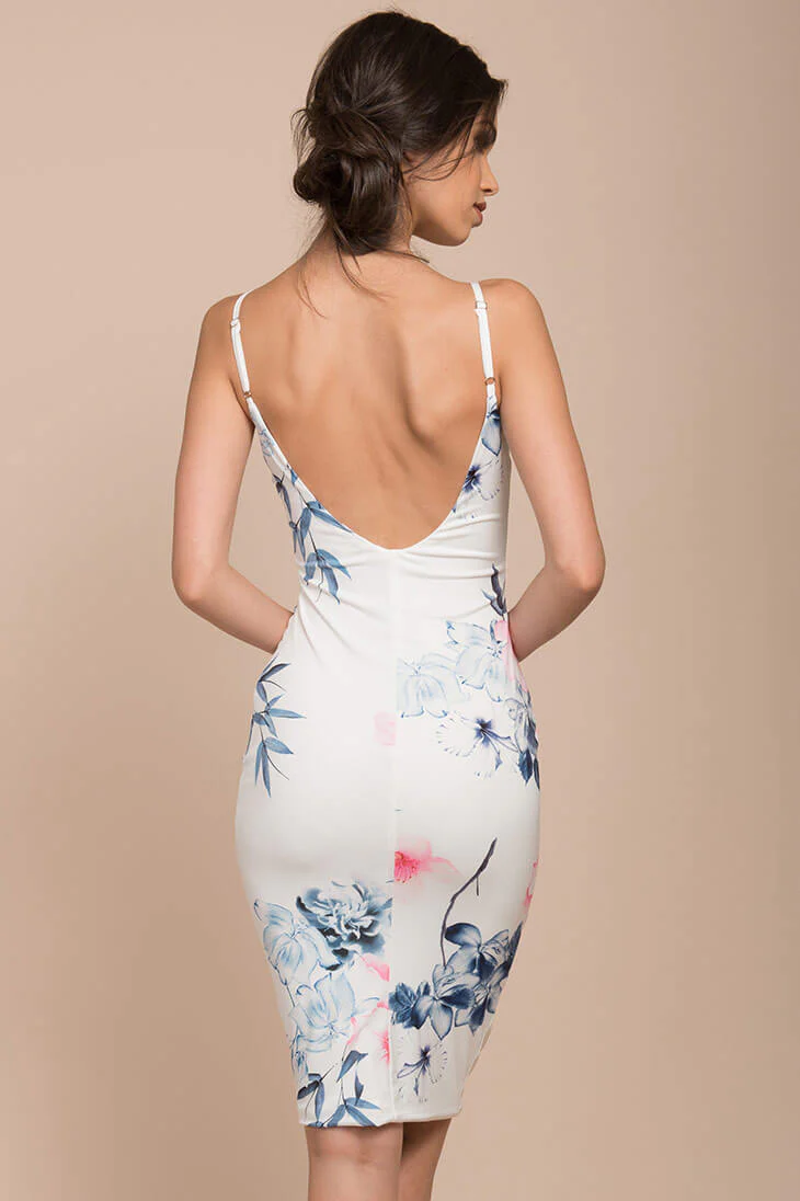 Angeline Floral Print Bodycon Dress White - Image 5