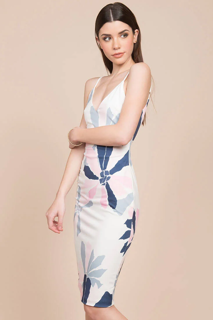 Angeline Floral Bodycon Dress White - Image 3