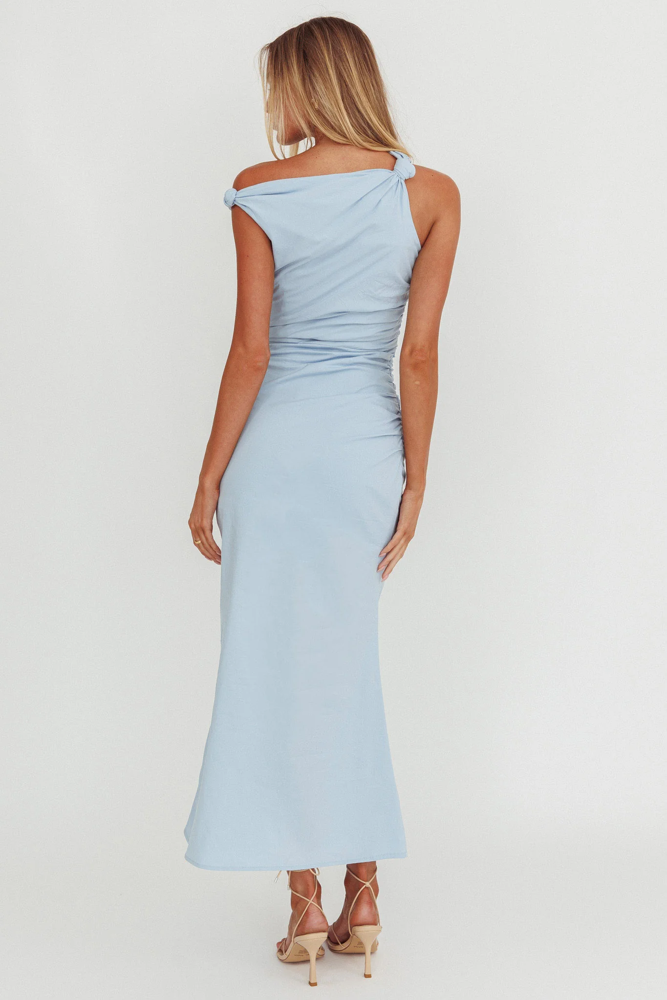 Angel's Song Asymmetric Neckline Maxi Dress Blue - Image 3